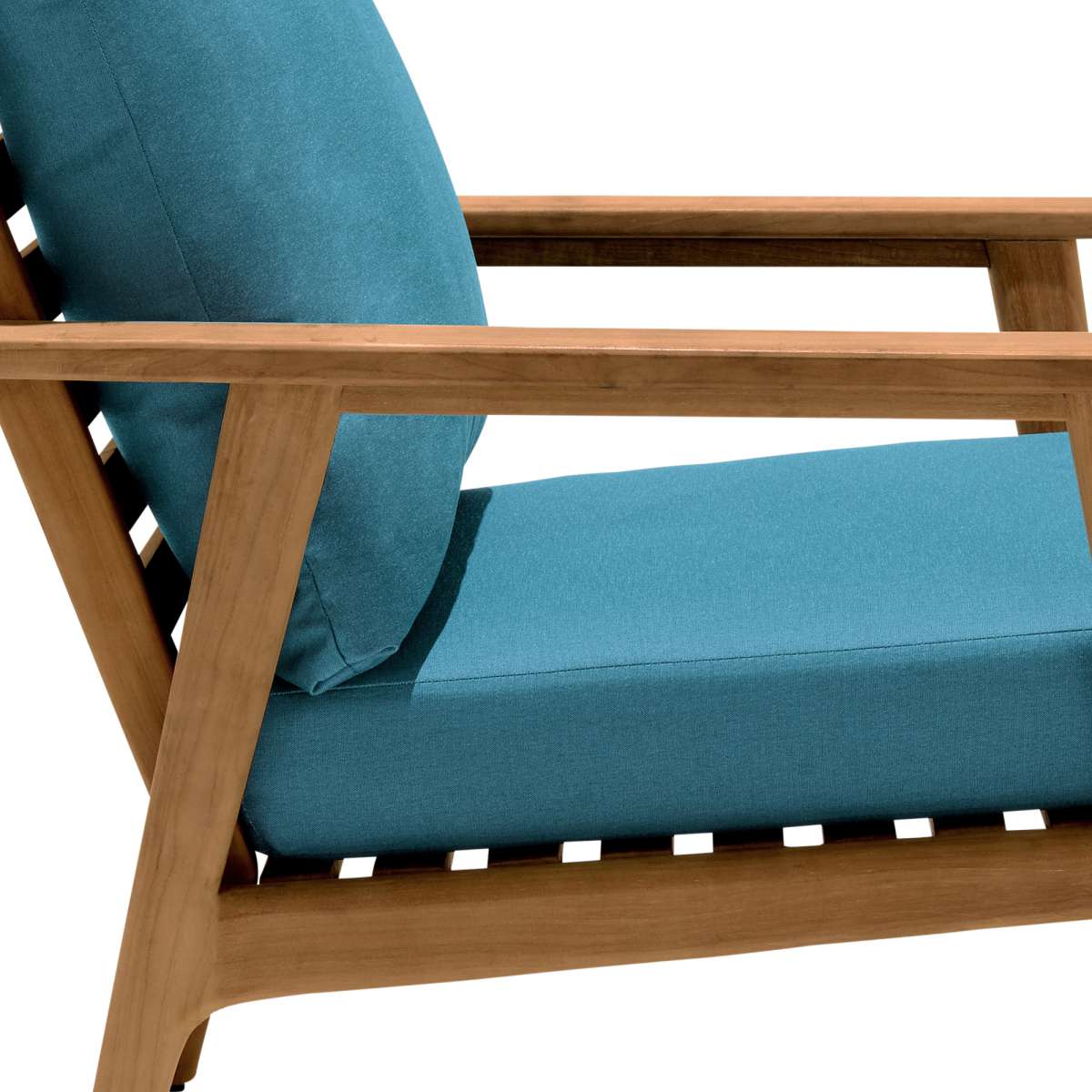 Eve Outdoor Teak Wood Lounge Chair with Teal Olefin By Armen Living - Image 6