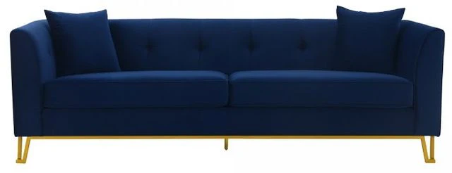 Everest 2 Piece Blue Fabric Upholstered Sofa & Chair Set By Armen Living - Image 3