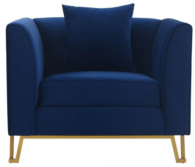 Everest 2 Piece Blue Fabric Upholstered Sofa & Chair Set By Armen Living - Image 6