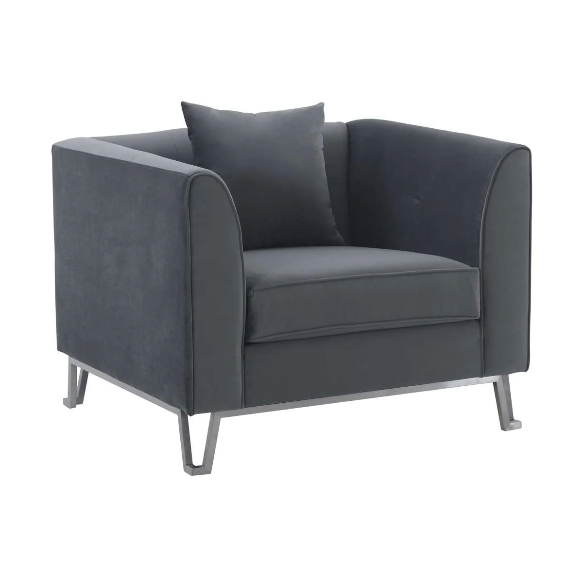 Everest Blue Fabric Upholstered Sofa Accent Chair with Brushed Gold Legs By Armen Living - Image 5