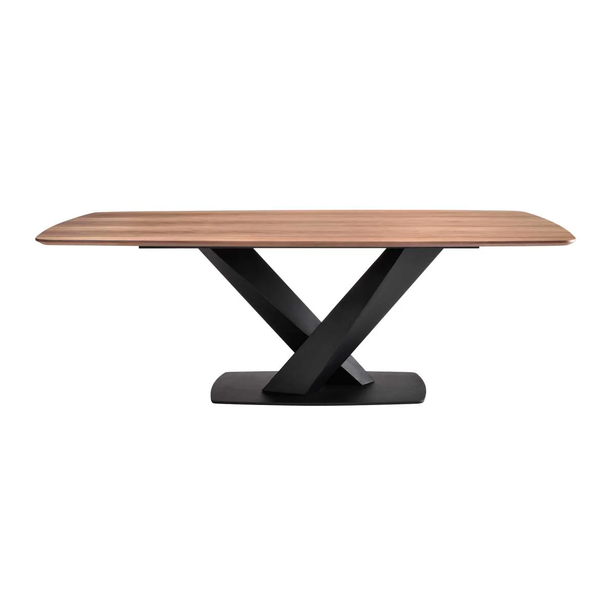 Everett Contemporary Dining Table in Matte Black Finish and Walnut Top By Armen Living - Image 3