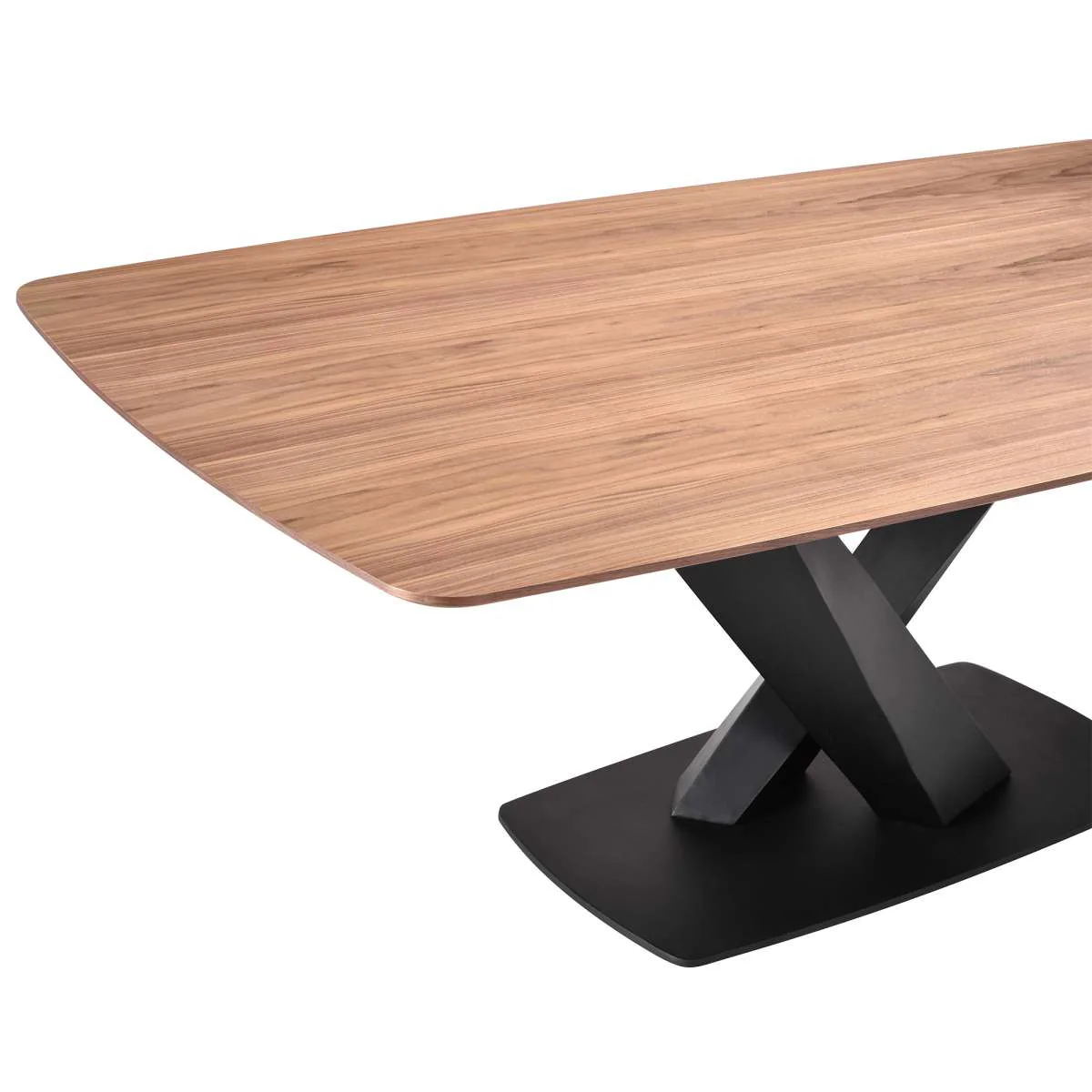 Everett Contemporary Dining Table in Matte Black Finish and Walnut Top By Armen Living - Image 4