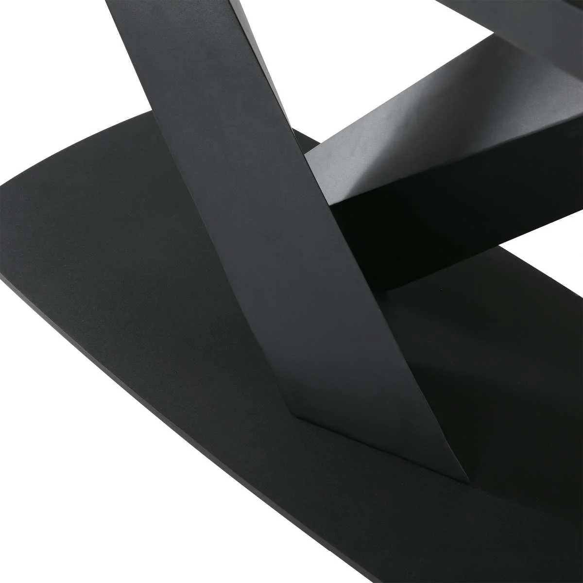 Everett Contemporary Dining Table in Matte Black Finish and Walnut Top By Armen Living - Image 5