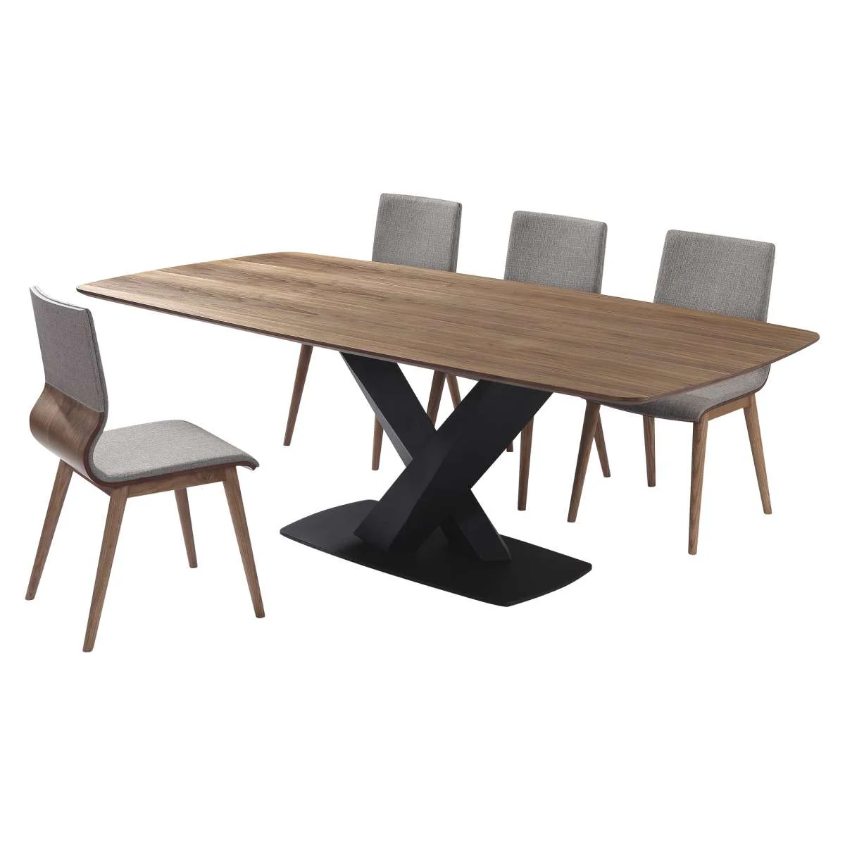 Everett Mid-Century Walnut Wood 5 Piece Dining Set By Armen Living - Image 2