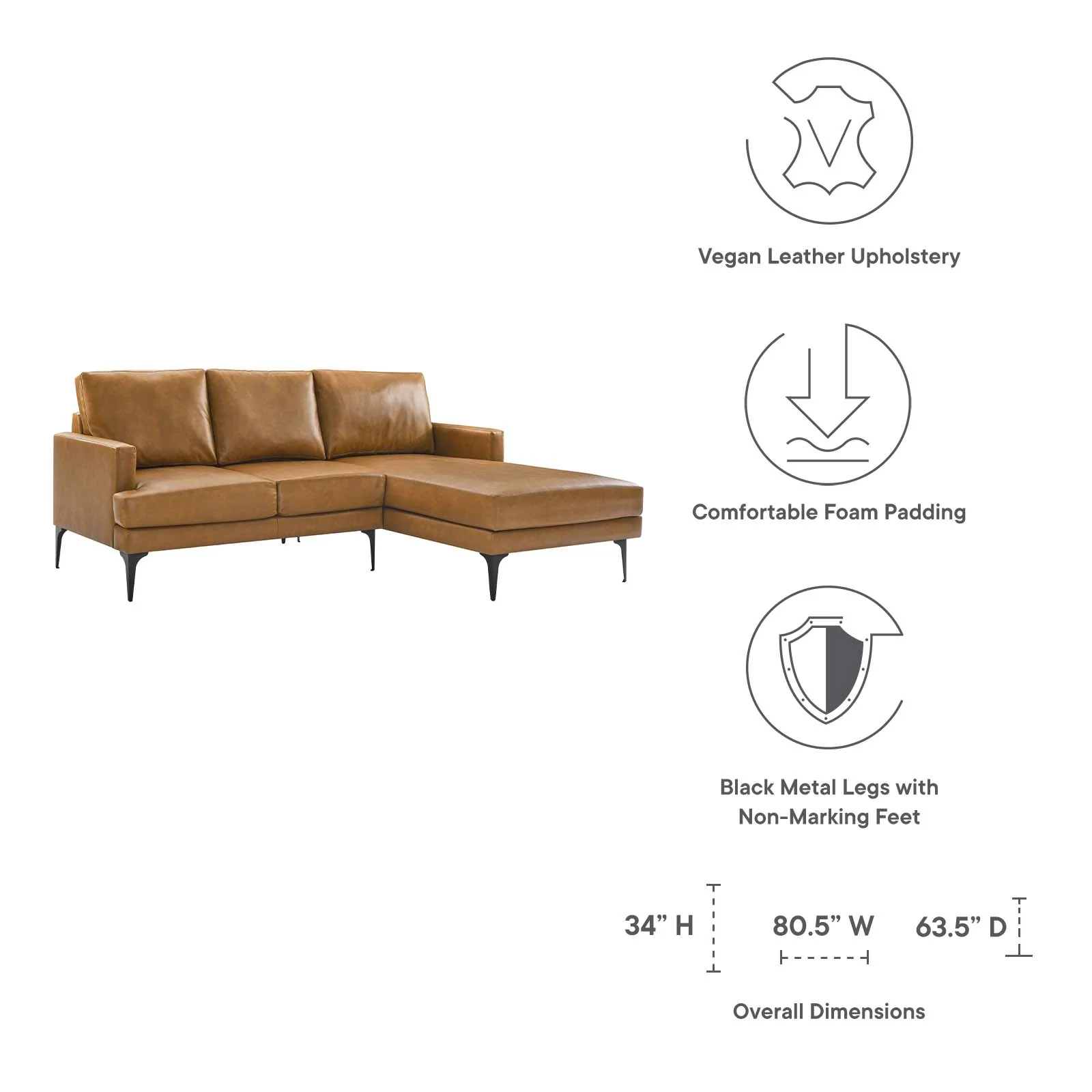 Evermore Right-Facing Vegan Leather Sectional Sofa By Modway - EEI-6050 - Image 7