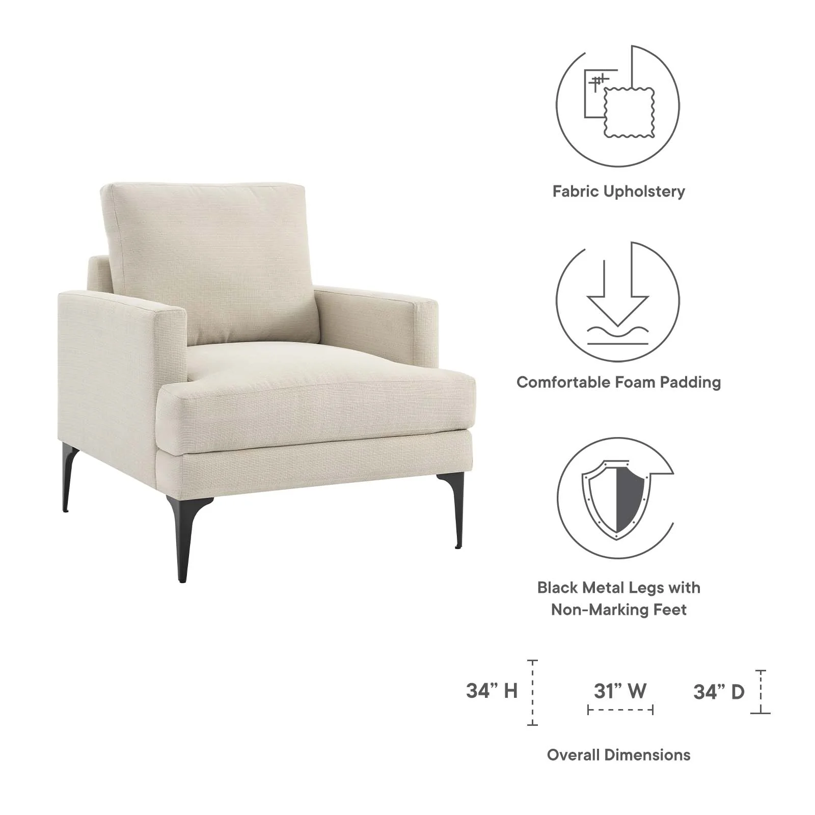 Evermore Upholstered Fabric Armchair By Modway - EEI-6003 - Image 14