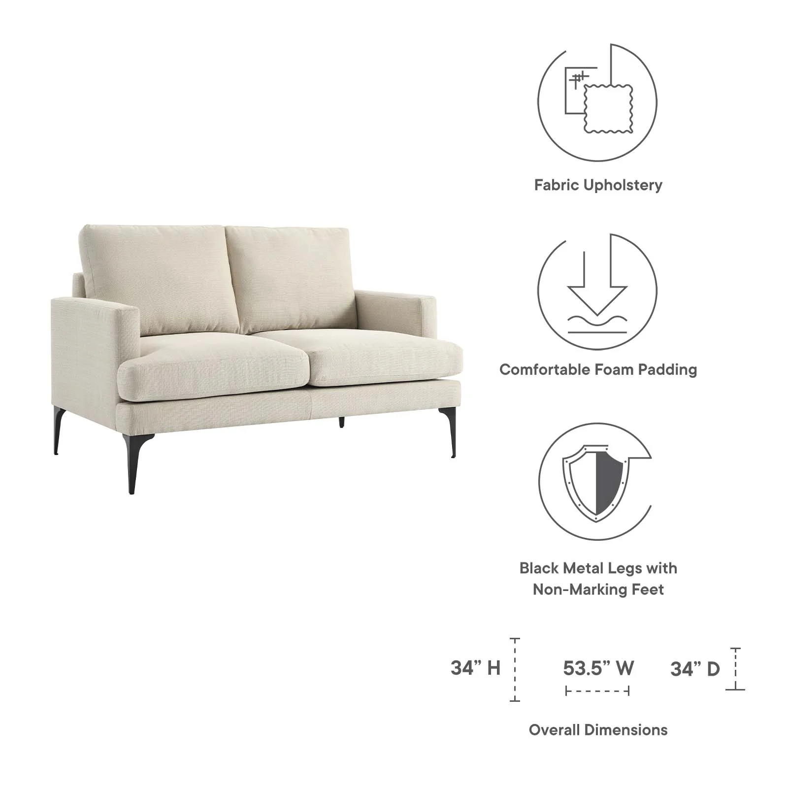 Evermore Upholstered Fabric Loveseat By Modway - EEI-6006 - Image 14