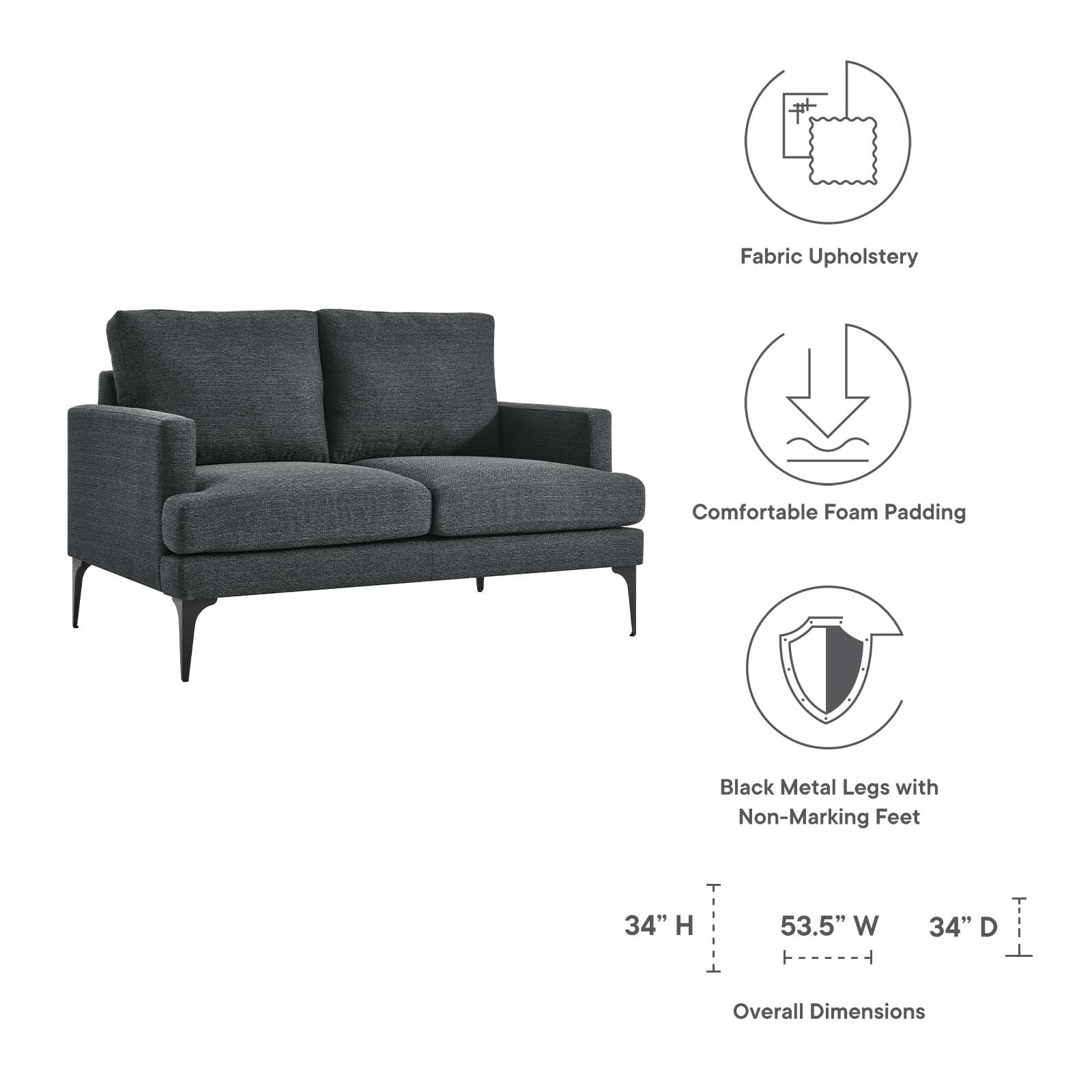 Evermore Upholstered Fabric Loveseat By Modway - EEI-6006 - Image 22