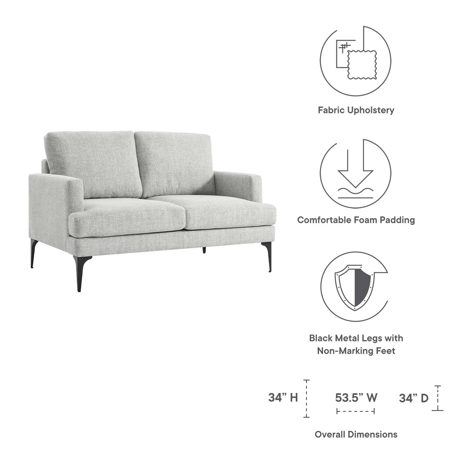 Evermore Upholstered Fabric Loveseat By Modway - EEI-6006 - Image 30