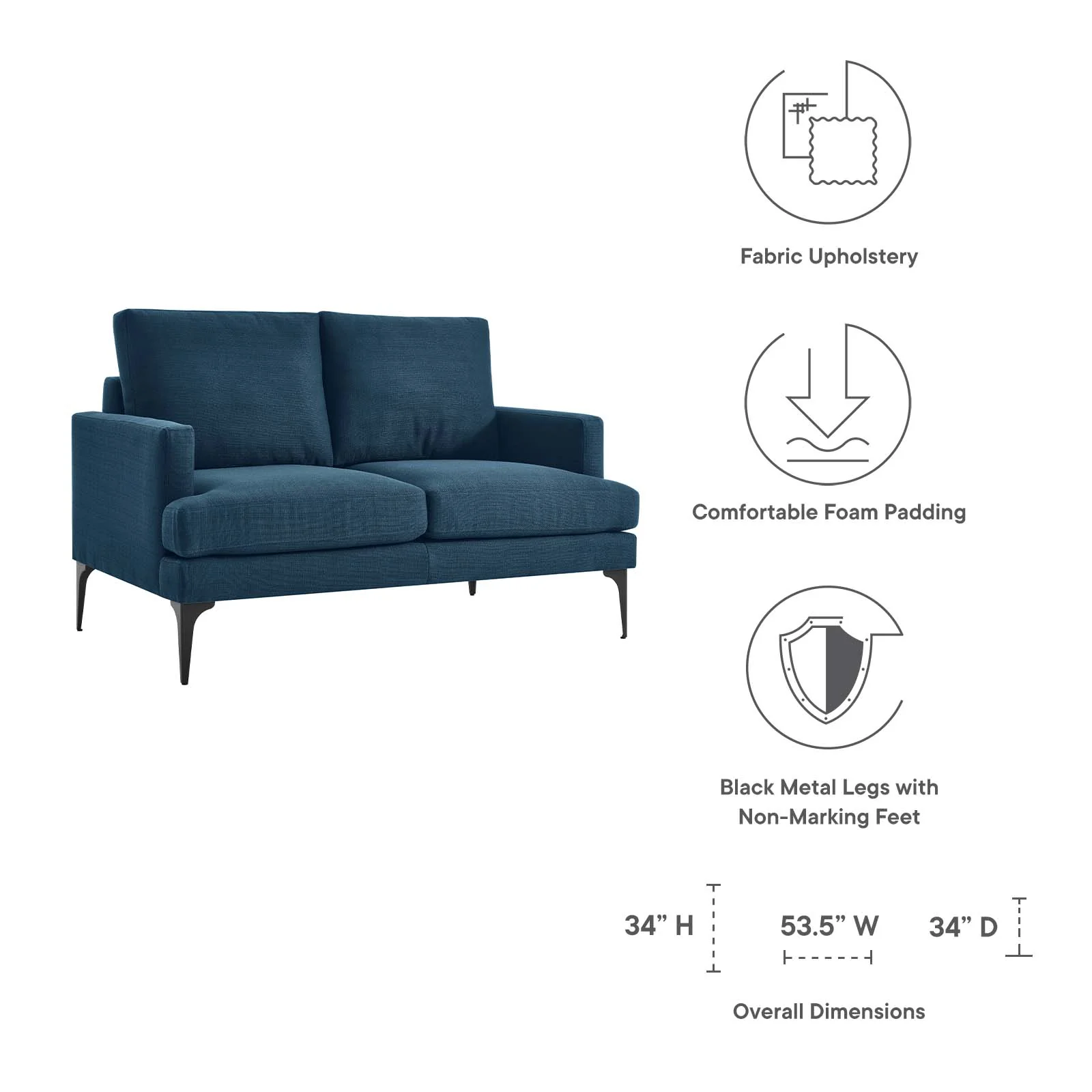Evermore Upholstered Fabric Loveseat By Modway - EEI-6006 - Image 7