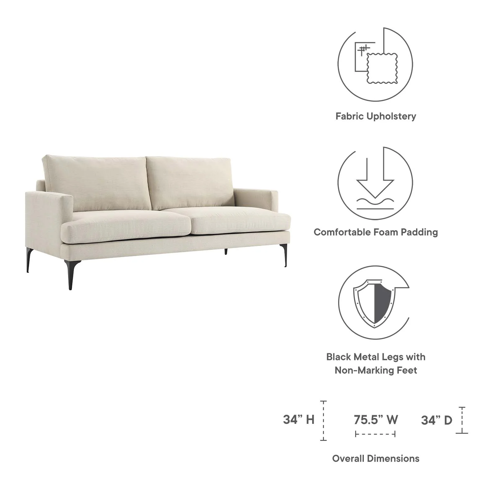 Evermore Upholstered Fabric Sofa By Modway - EEI-6009 - Image 14