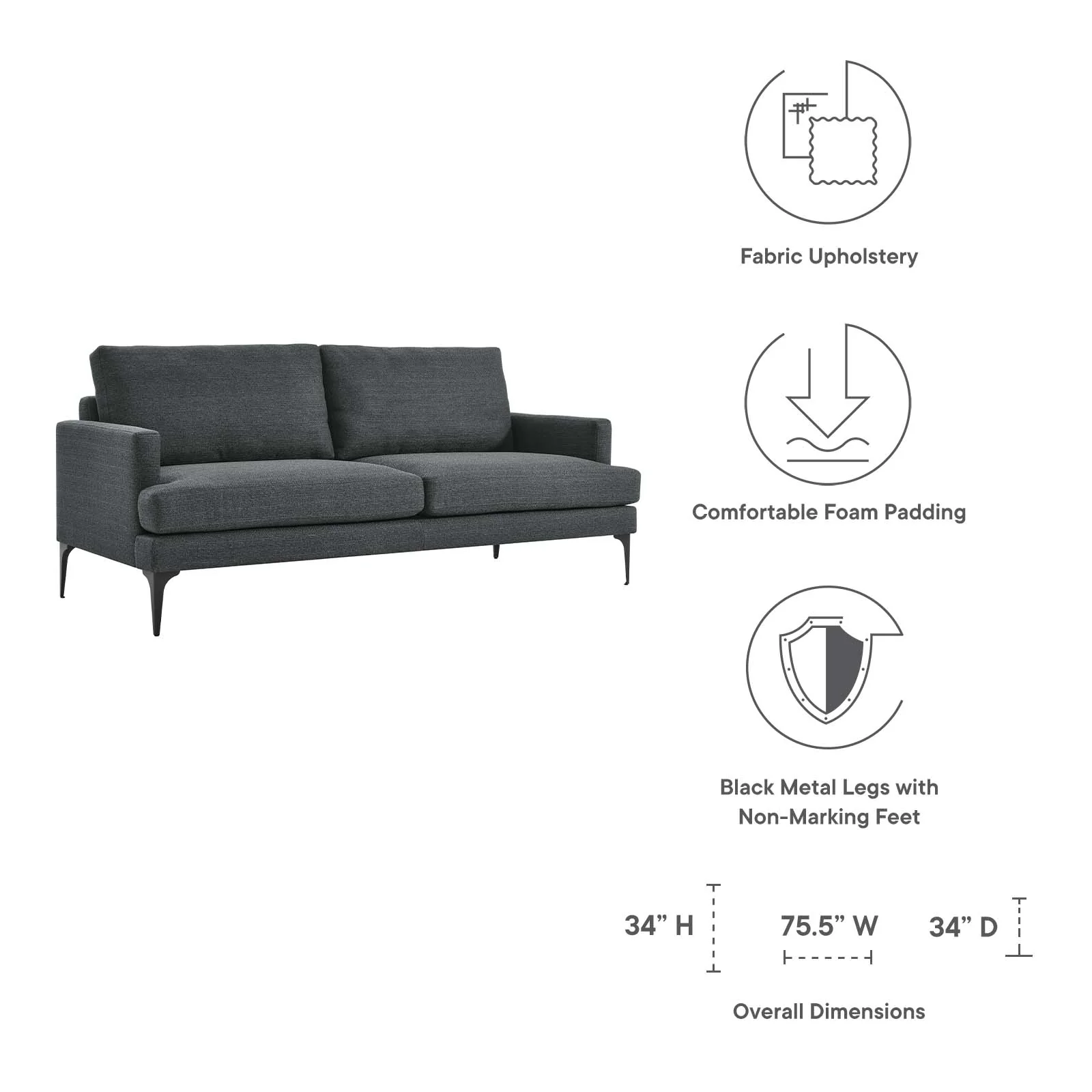 Evermore Upholstered Fabric Sofa By Modway - EEI-6009 - Image 22