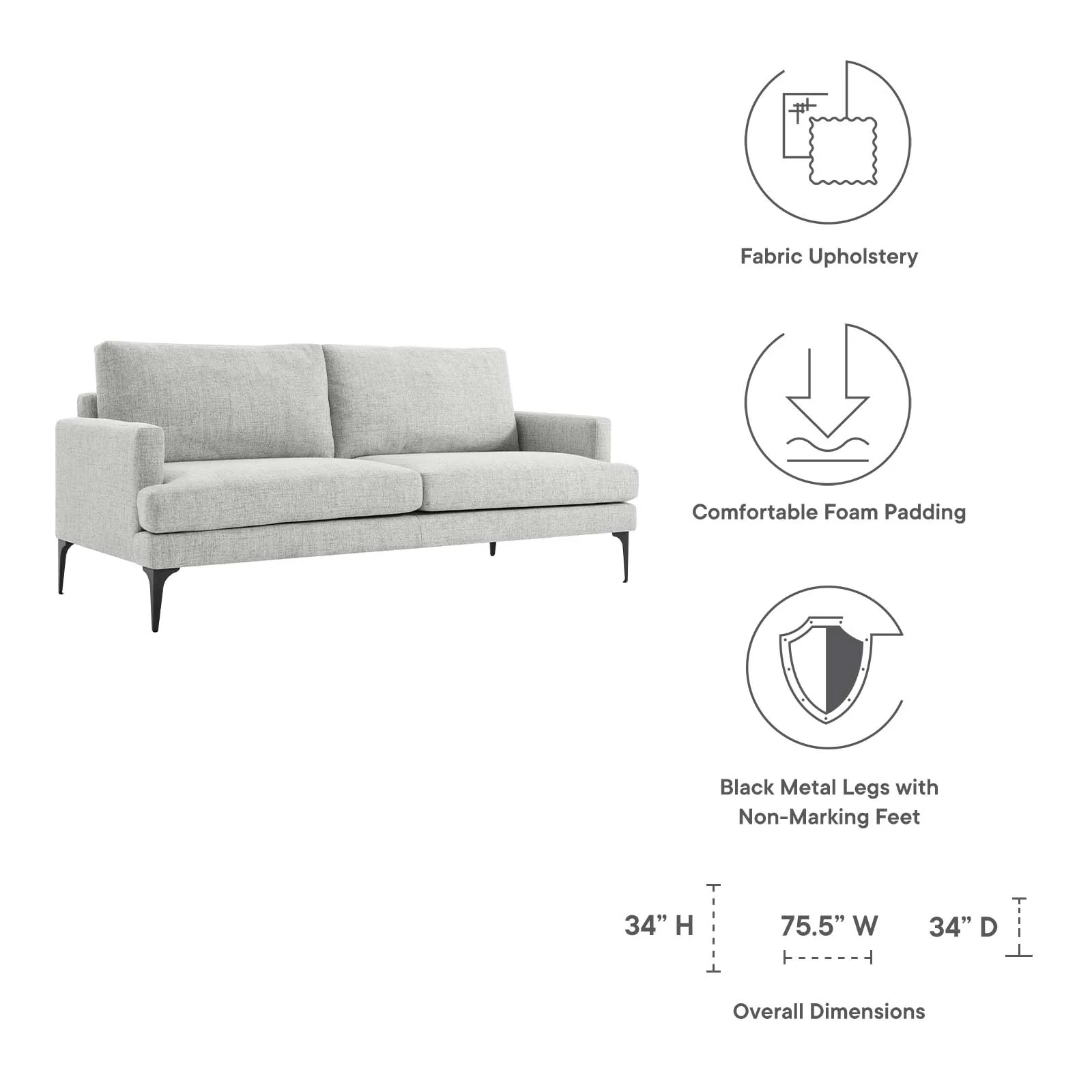 Evermore Upholstered Fabric Sofa By Modway - EEI-6009 - Image 30