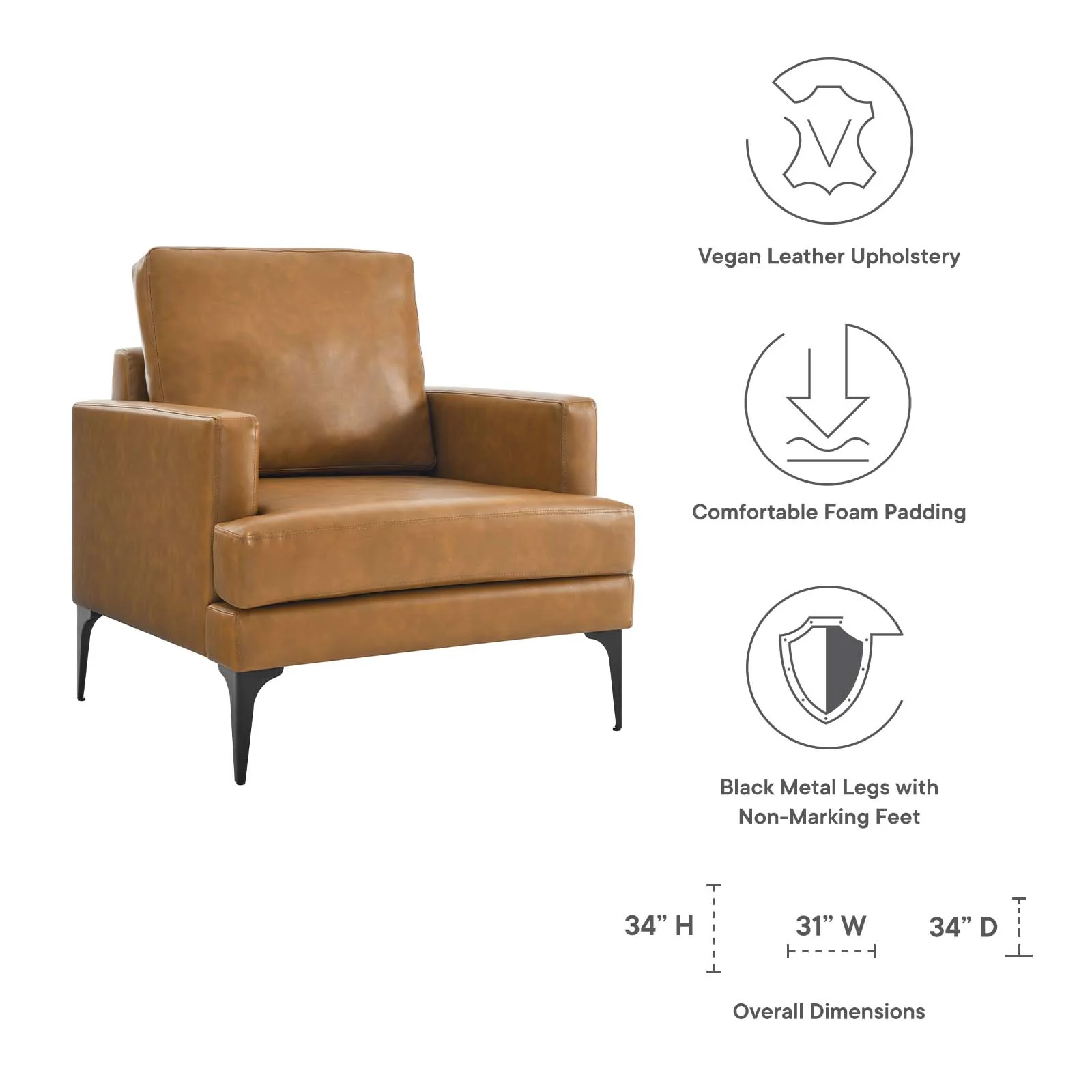 Evermore Vegan Leather Armchair By Modway - EEI-6047 - Image 7