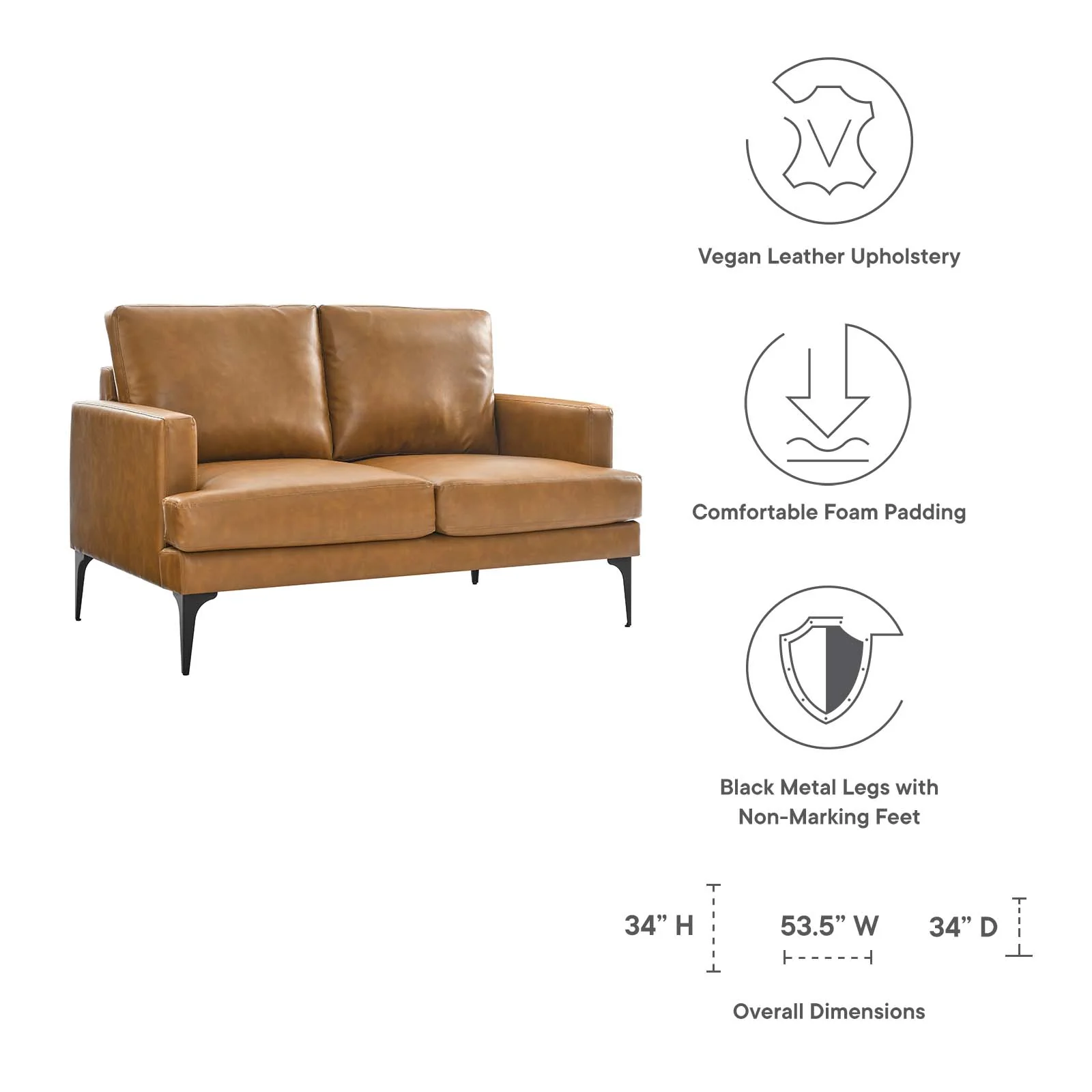 Evermore Vegan Leather Loveseat By Modway - EEI-6048 - Image 7