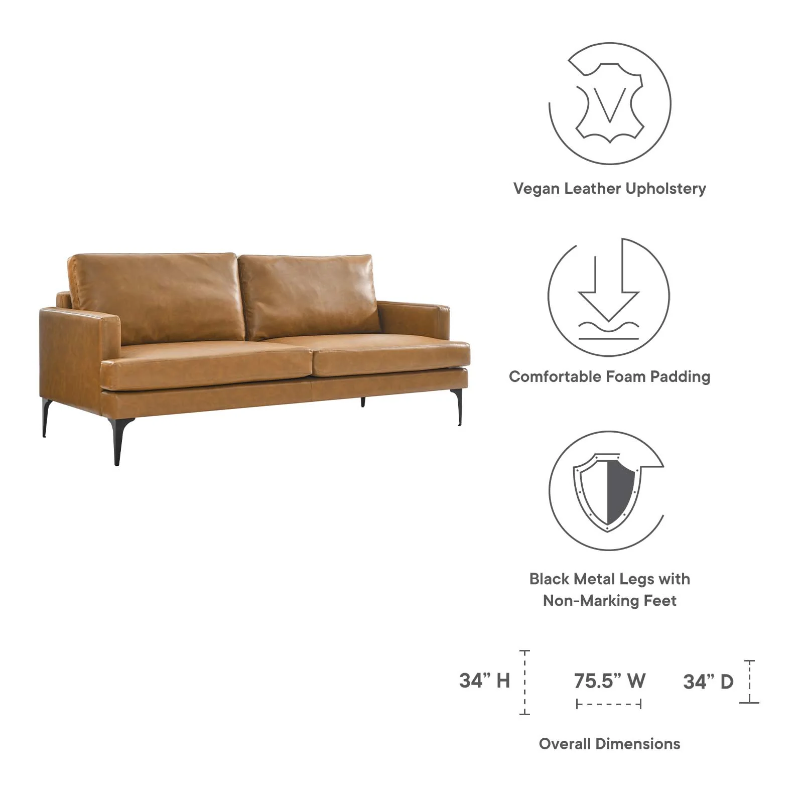 Evermore Vegan Leather Sofa By Modway - EEI-6049 - Image 7