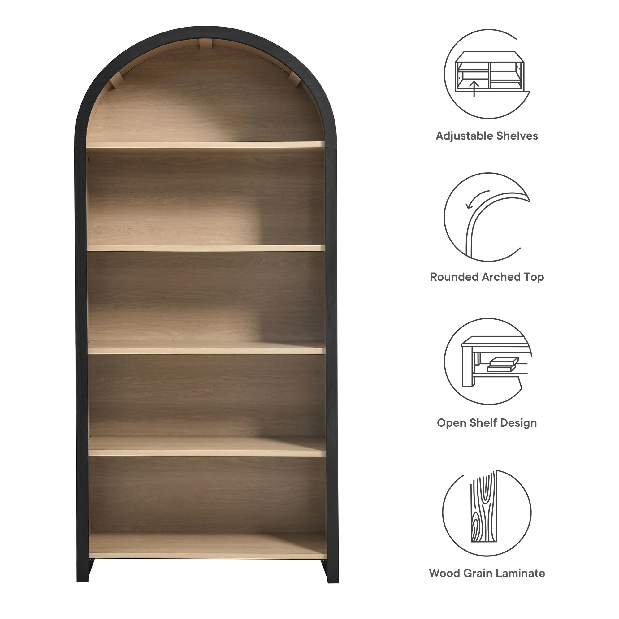 Evie Arched Wide Bookcase Display Cabinet by Modway - Image 7