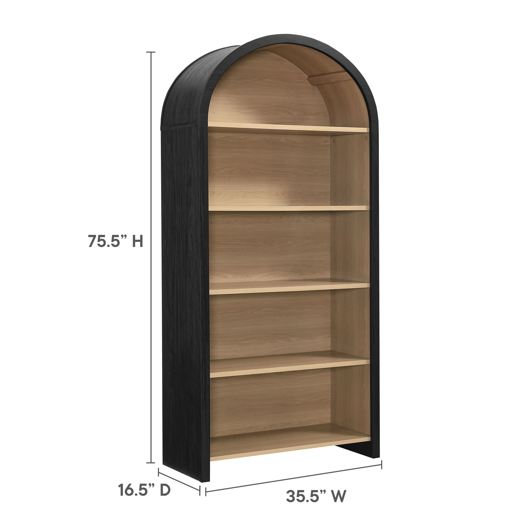 Evie Arched Wide Bookcase Display Cabinet by Modway - Image 8