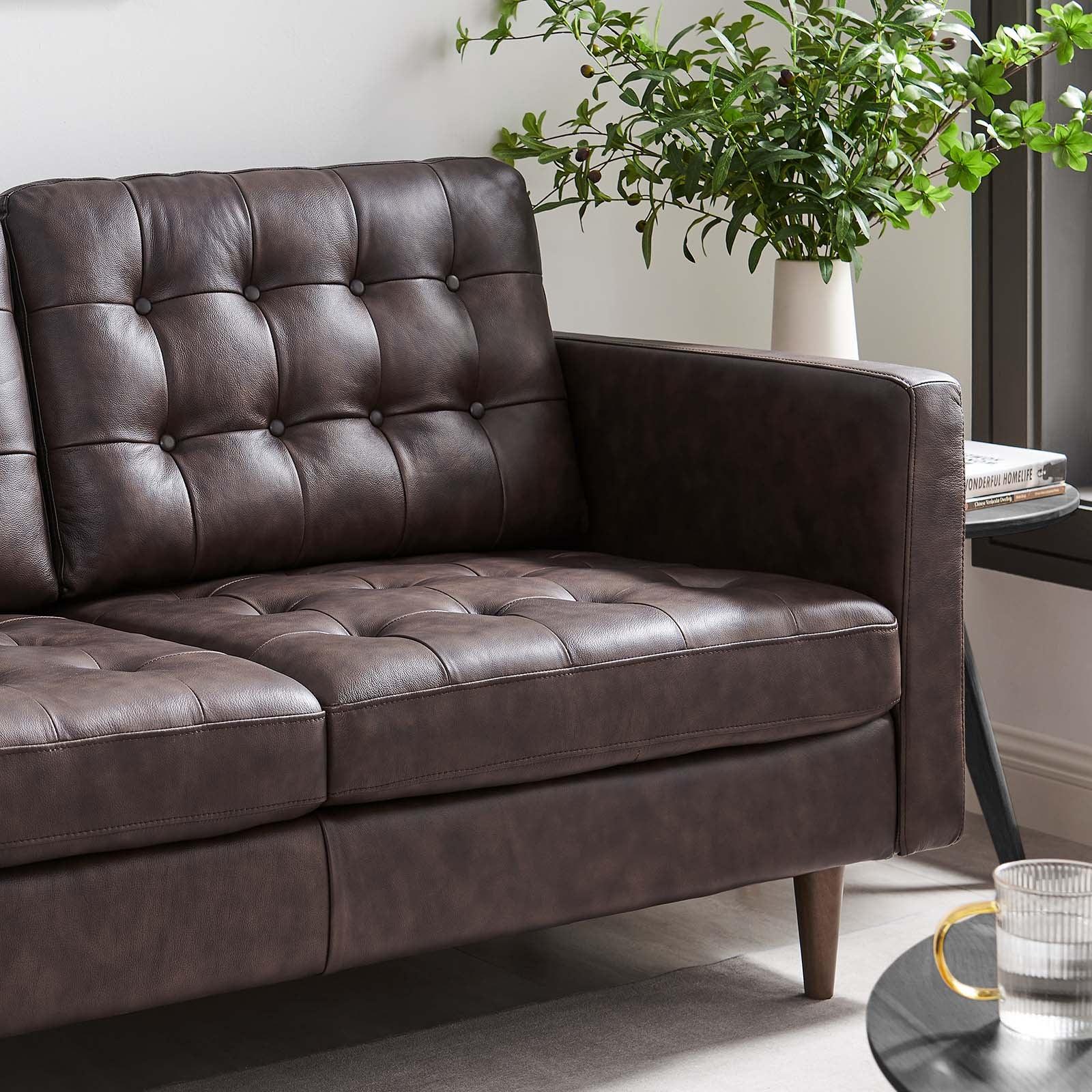 Exalt Tufted Vegan Leather Loveseat By Modway - EEI-6100 - Image 8