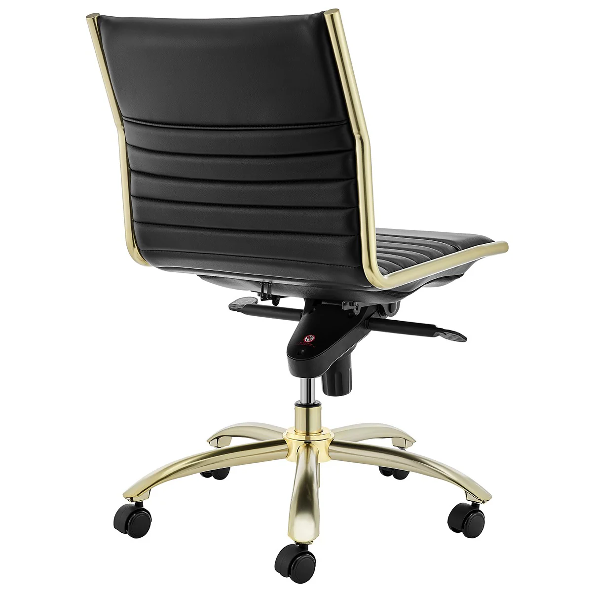 Executive Black and Gold Low Back No Arm Office Chair By Homeroots - Image 5