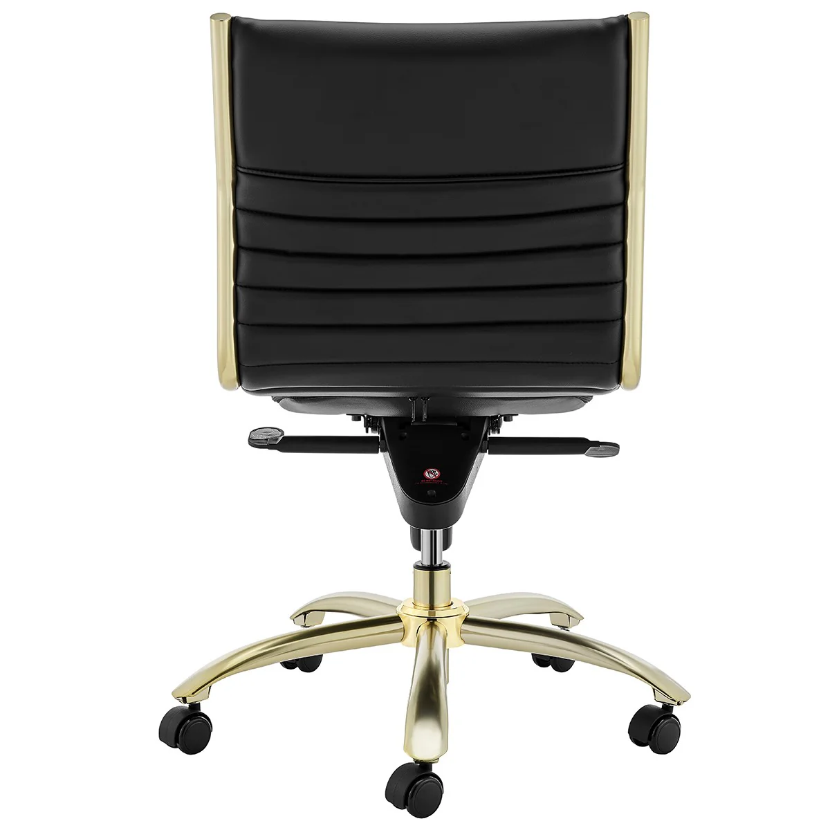 Executive Black and Gold Low Back No Arm Office Chair By Homeroots - Image 6