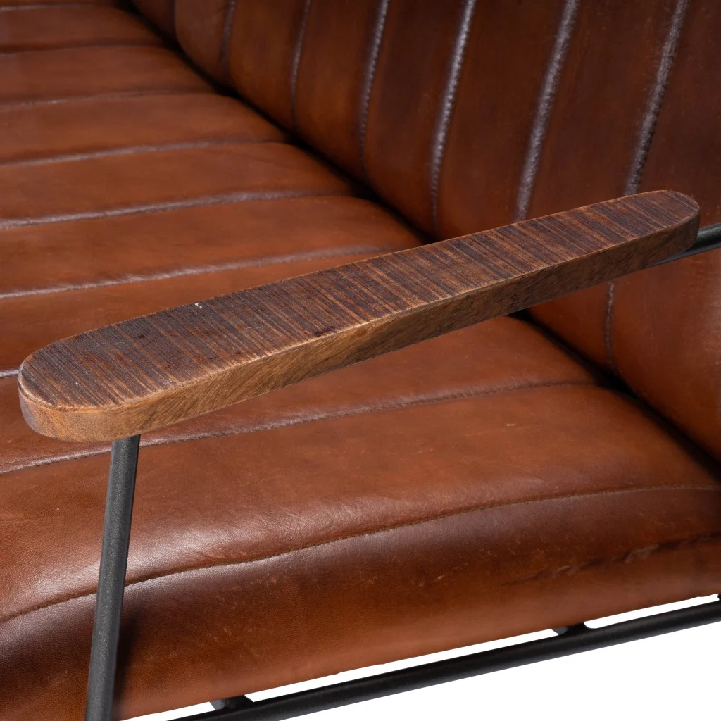 Executive Chic Leather and Metal Bench By Homeroots - Image 2