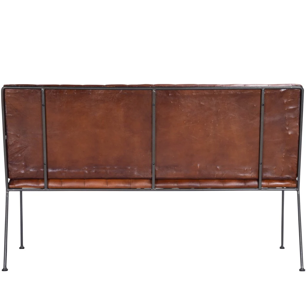 Executive Chic Leather and Metal Bench By Homeroots - Image 5