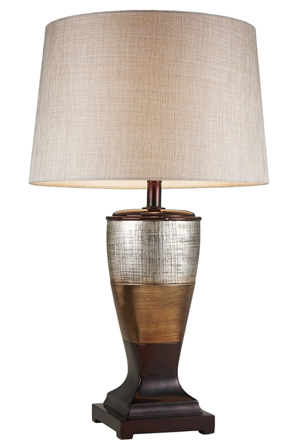 Exotic Brown and Gold Wide Stripe Table Lamp By Homeroots - Image 2