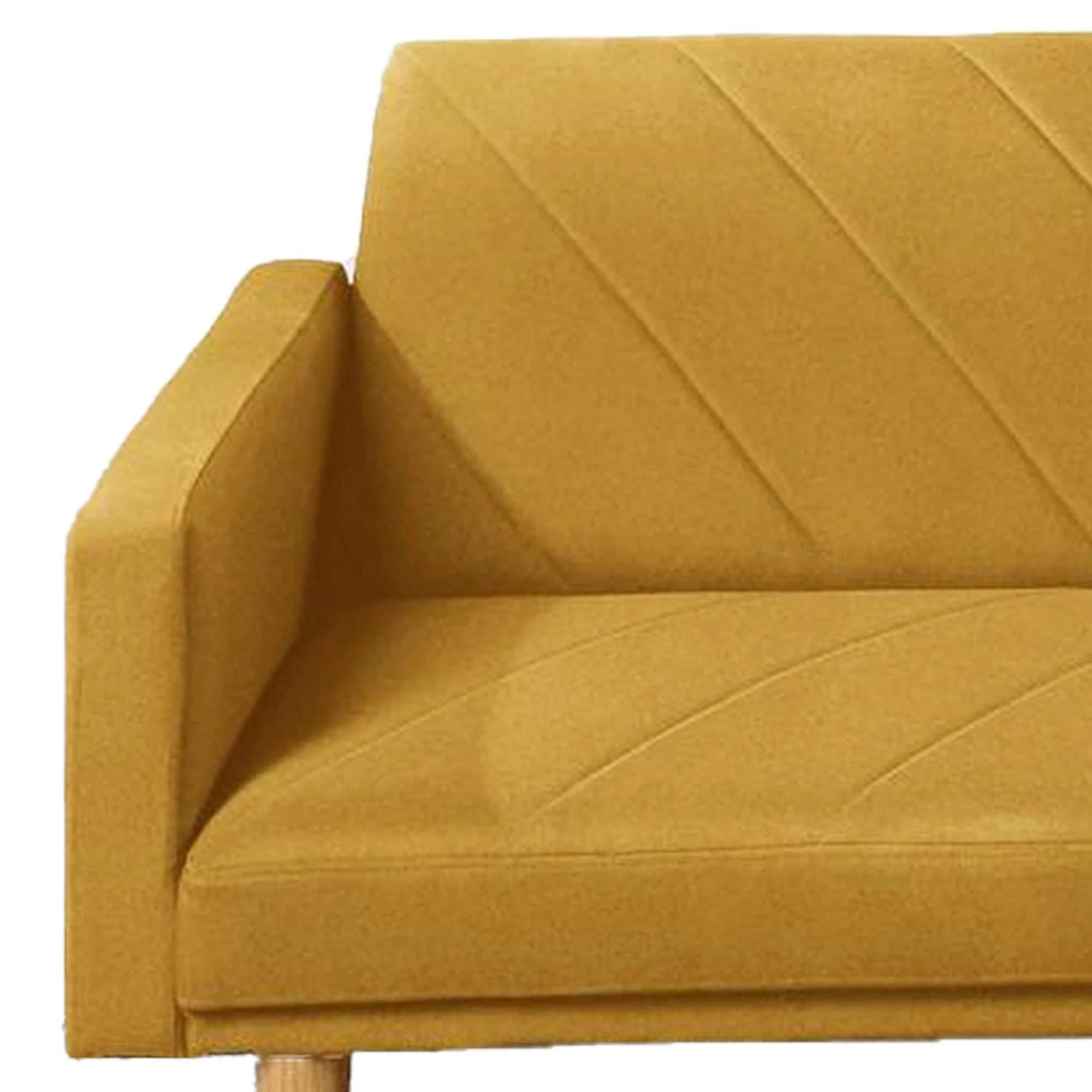 Fabric Adjustable Sofa with Chevron Pattern and Splayed Legs, Yellow By Benzara - Image 3