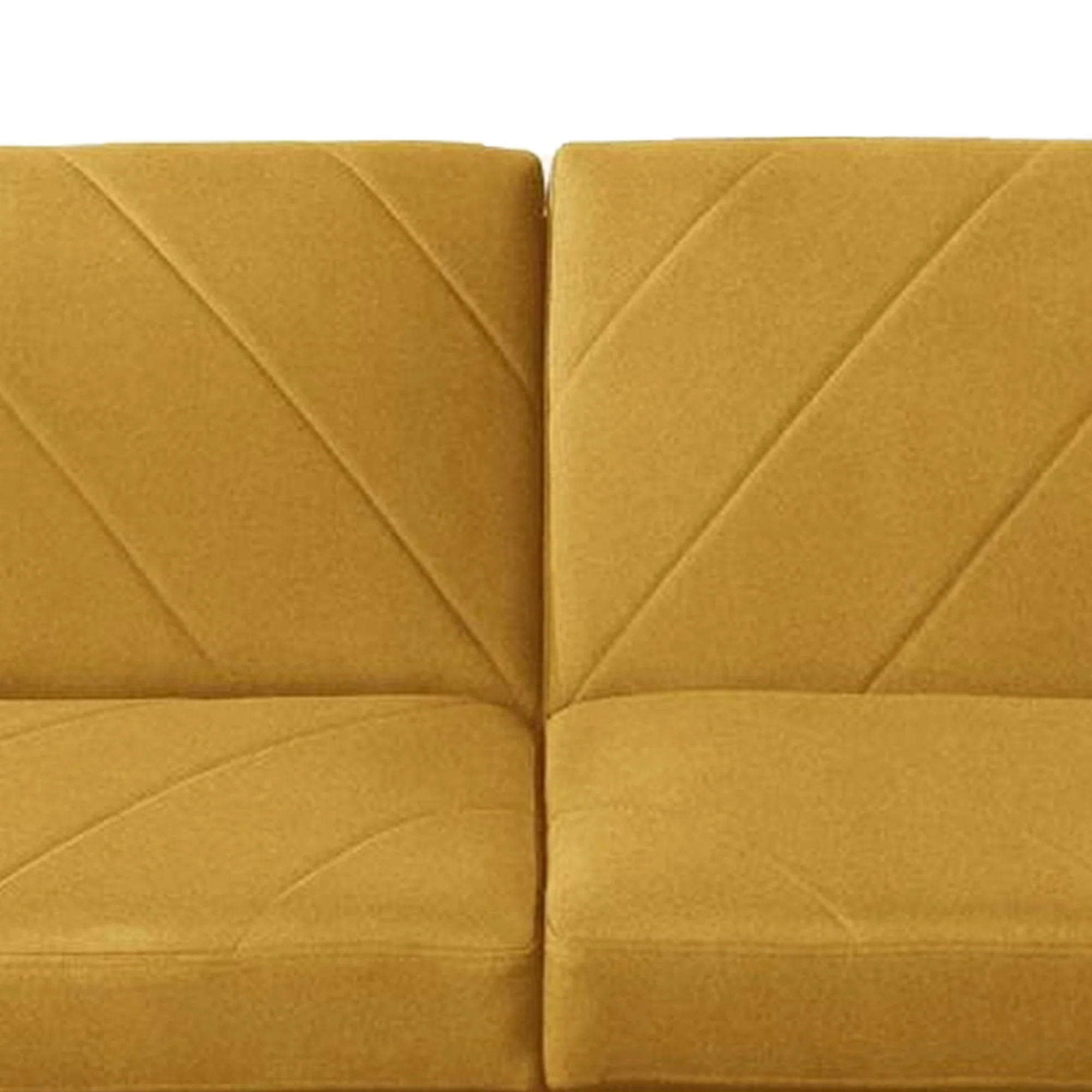 Fabric Adjustable Sofa with Chevron Pattern and Splayed Legs, Yellow By Benzara - Image 4