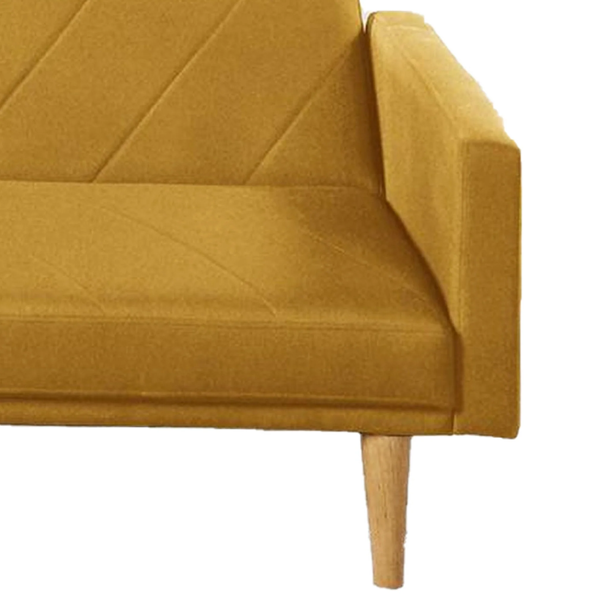 Fabric Adjustable Sofa with Chevron Pattern and Splayed Legs, Yellow By Benzara - Image 5