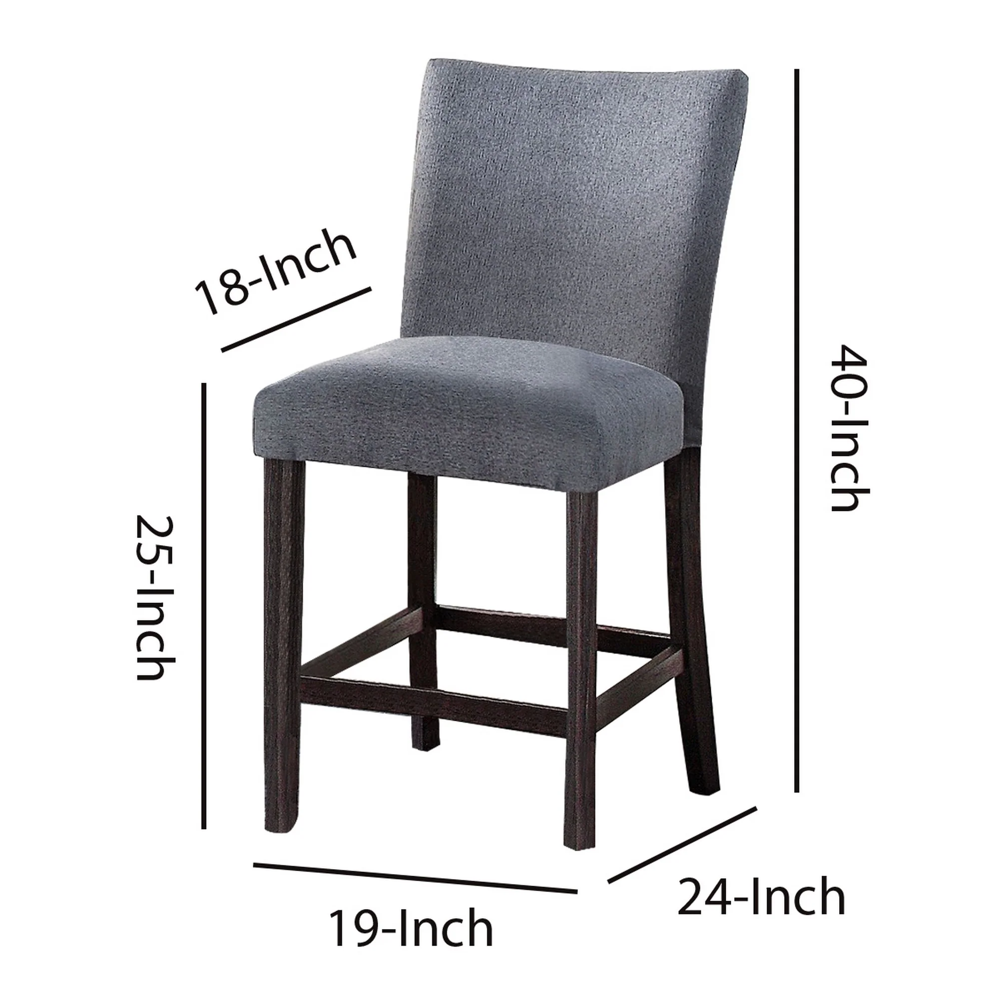 Fabric Counter Height Chairs With Curved Back, Set Of 2, Blue And Brown By Benzara - Image 5
