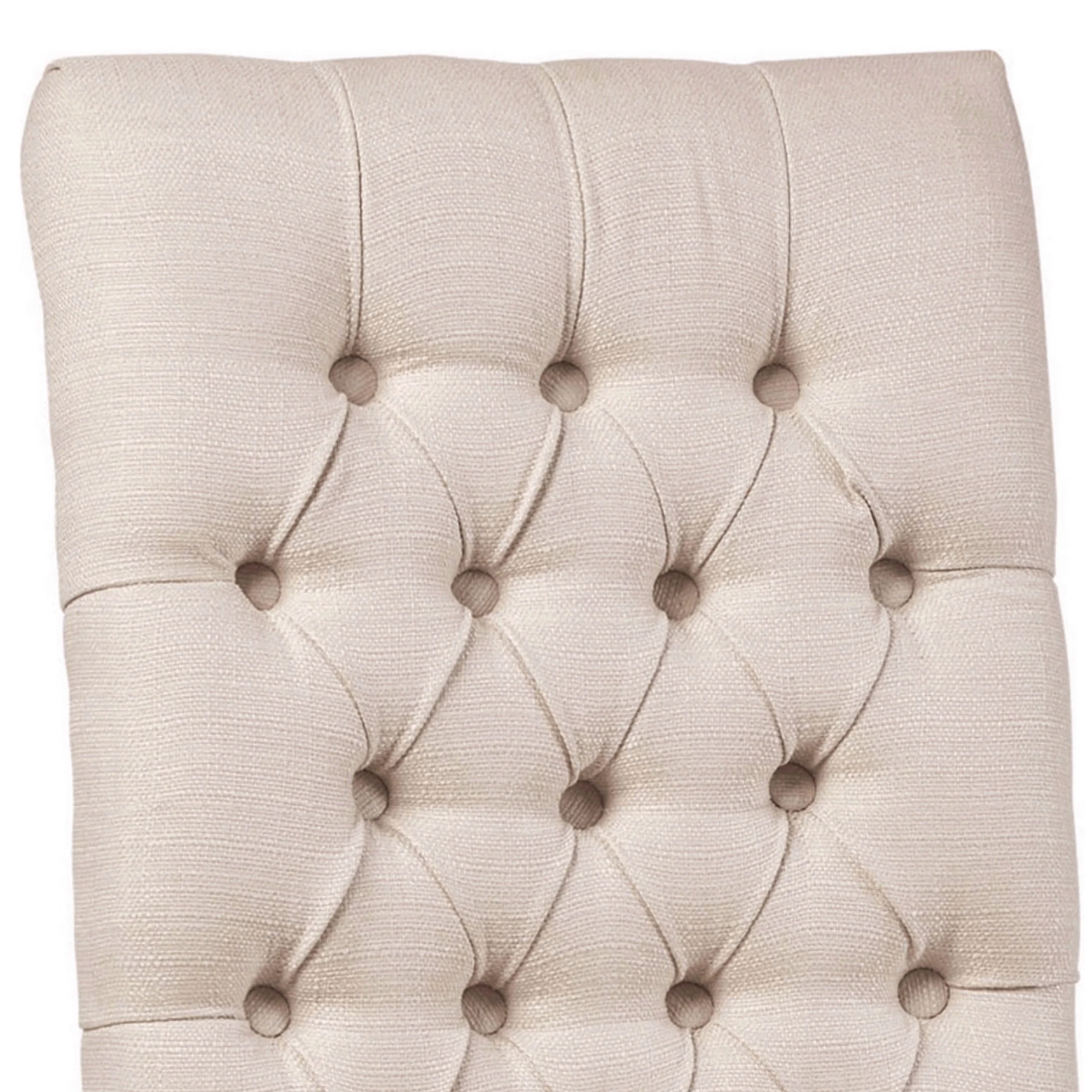 Fabric Dining Chair With Button Tufted Back Set Of 2 Beige By Benzara - Image 2