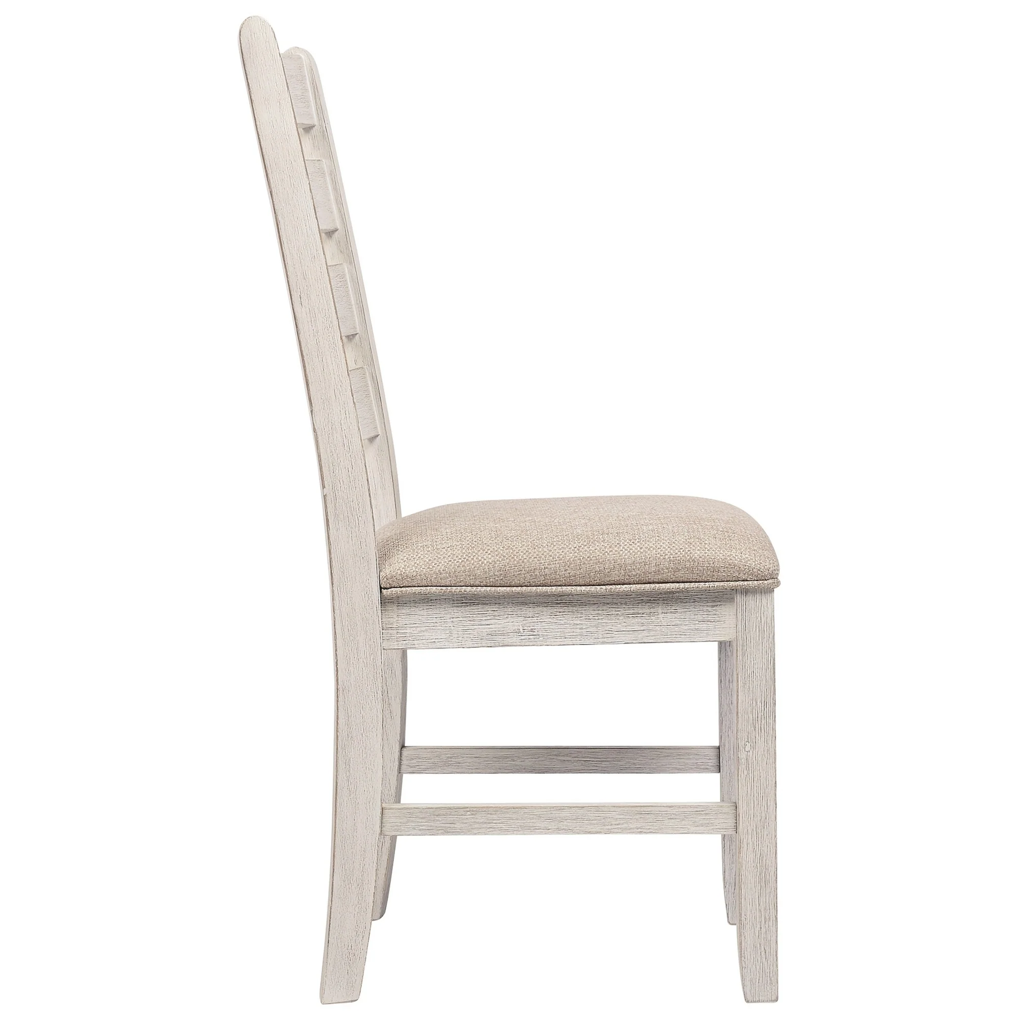 Fabric Dining Side Chair With Ladder Back, Set Of 2, White And Brown By Benzara - Image 2