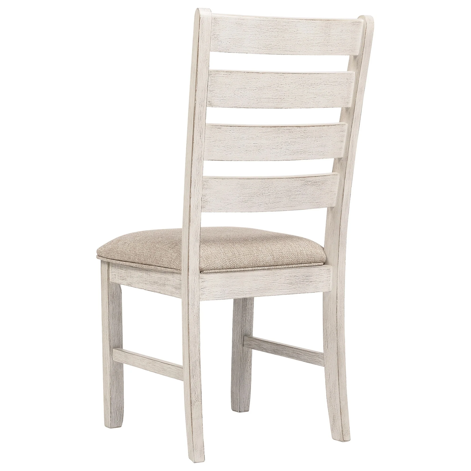 Fabric Dining Side Chair With Ladder Back, Set Of 2, White And Brown By Benzara - Image 3