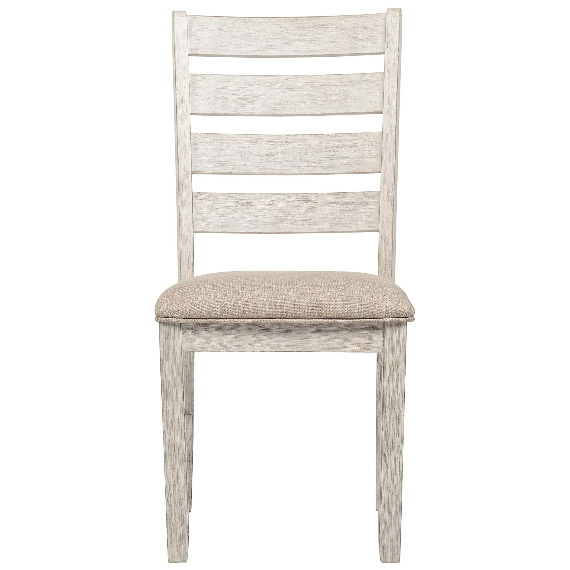 Fabric Dining Side Chair With Ladder Back, Set Of 2, White And Brown By Benzara - Image 4