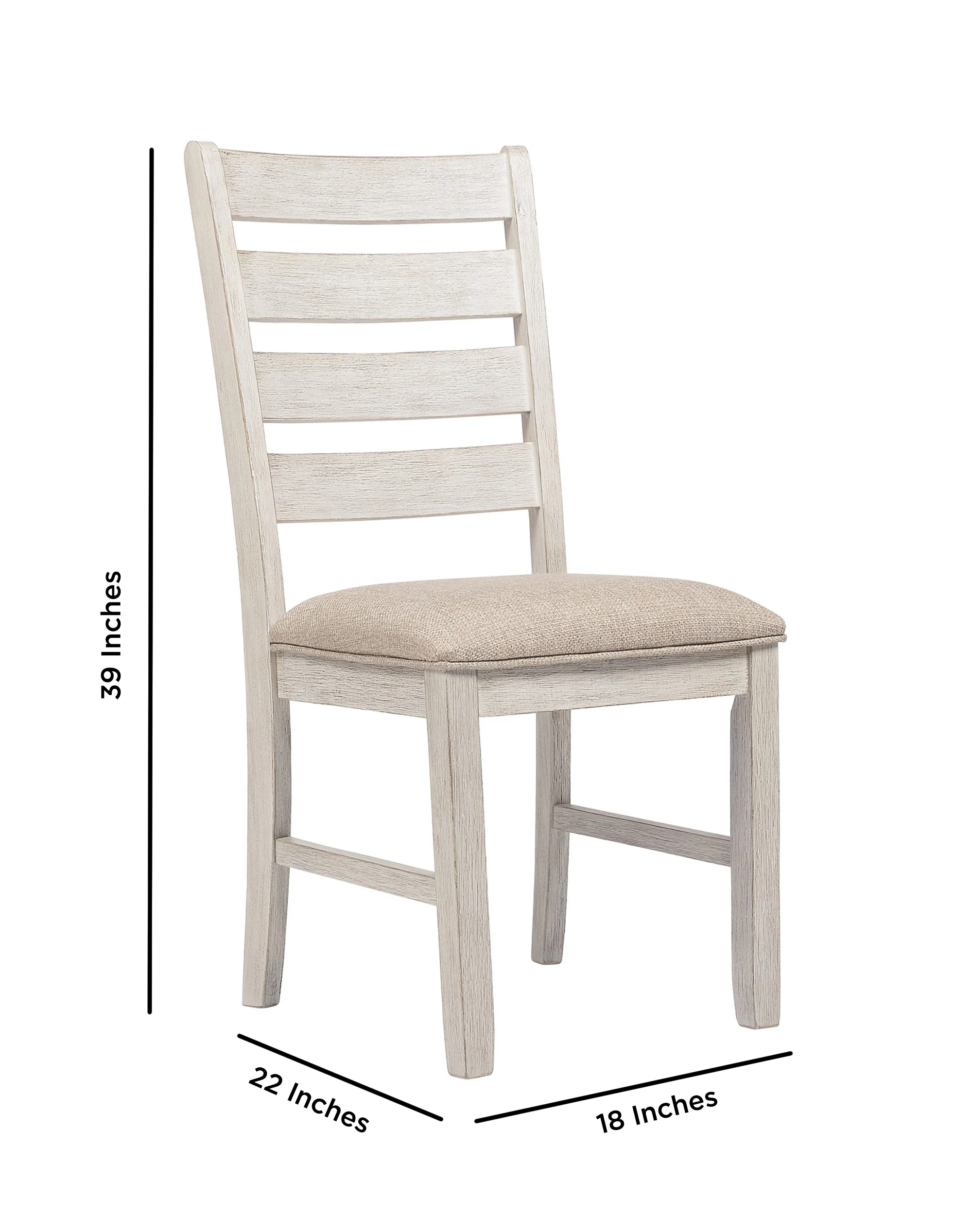 Fabric Dining Side Chair With Ladder Back, Set Of 2, White And Brown By Benzara - Image 5