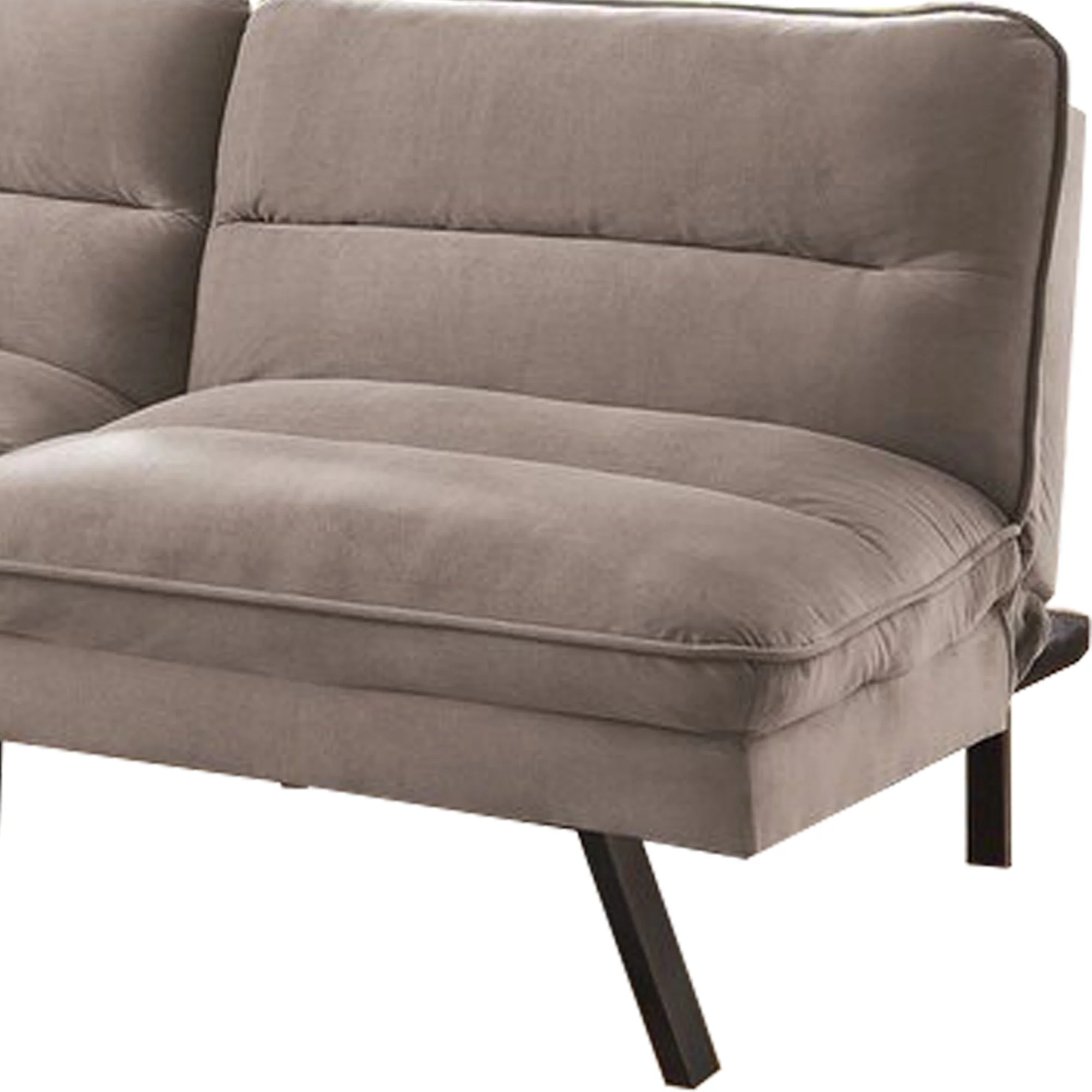 Fabric Futon Sofa with Split Back and Angled Legs, Gray By Benzara - Image 3
