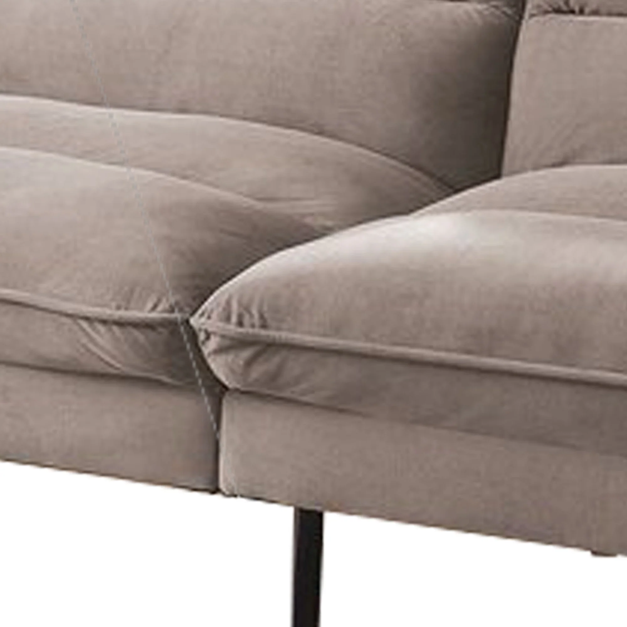 Fabric Futon Sofa with Split Back and Angled Legs, Gray By Benzara - Image 4