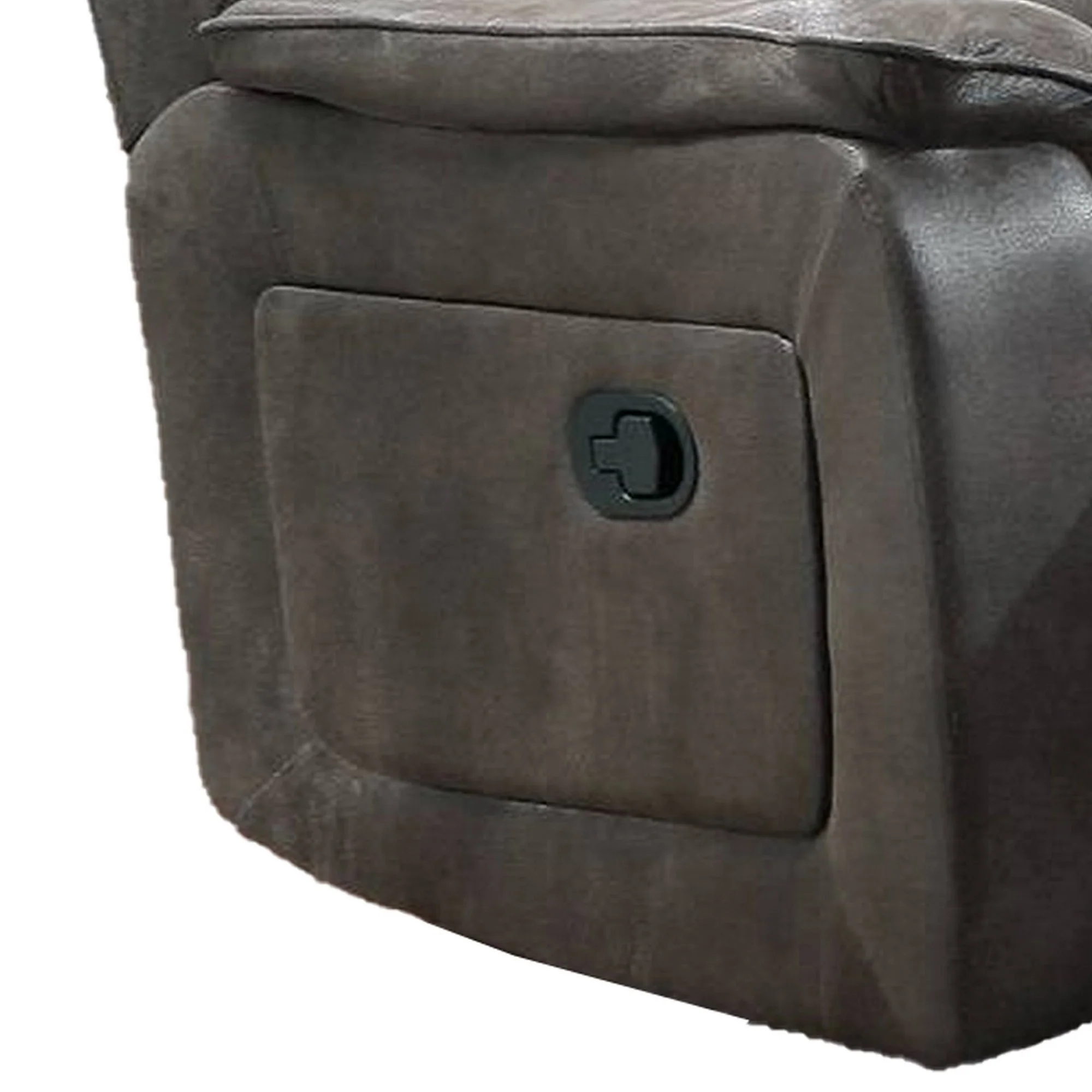 Fabric Manual Recliner Chair with Pillow Top Arms, Gray By Benzara - Image 3