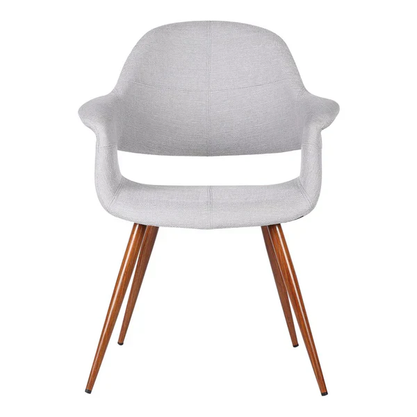 Fabric Mid Century Dining Chair with Round Tapered Legs, Gray and Brown By Benzara - Image 2