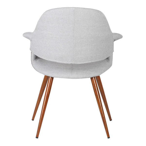 Fabric Mid Century Dining Chair with Round Tapered Legs, Gray and Brown By Benzara - Image 3