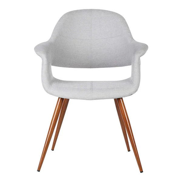 Fabric Mid Century Dining Chair with Round Tapered Legs, Gray and Brown By Benzara - Image 4