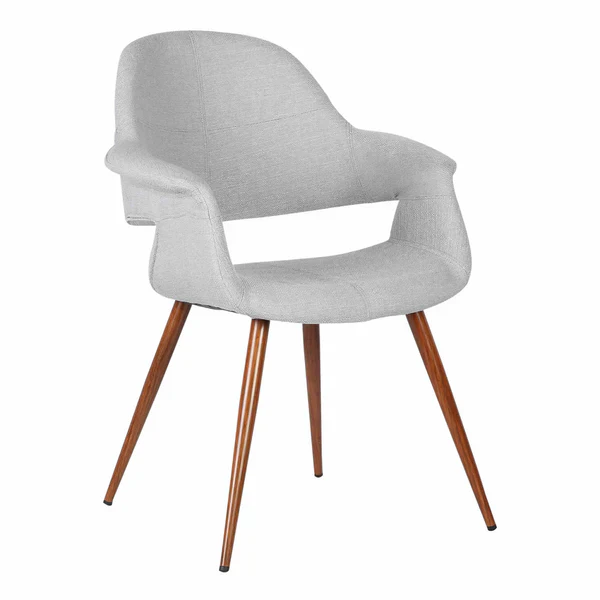 Fabric Mid Century Dining Chair with Round Tapered Legs, Gray and Brown By Benzara - Image 6
