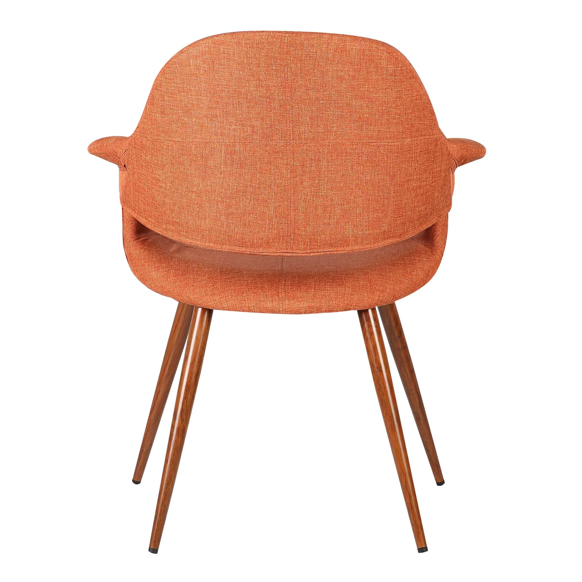 Fabric Mid Century Dining Chair with Round Tapered Legs, Orange and Brown By Benzara - Image 3