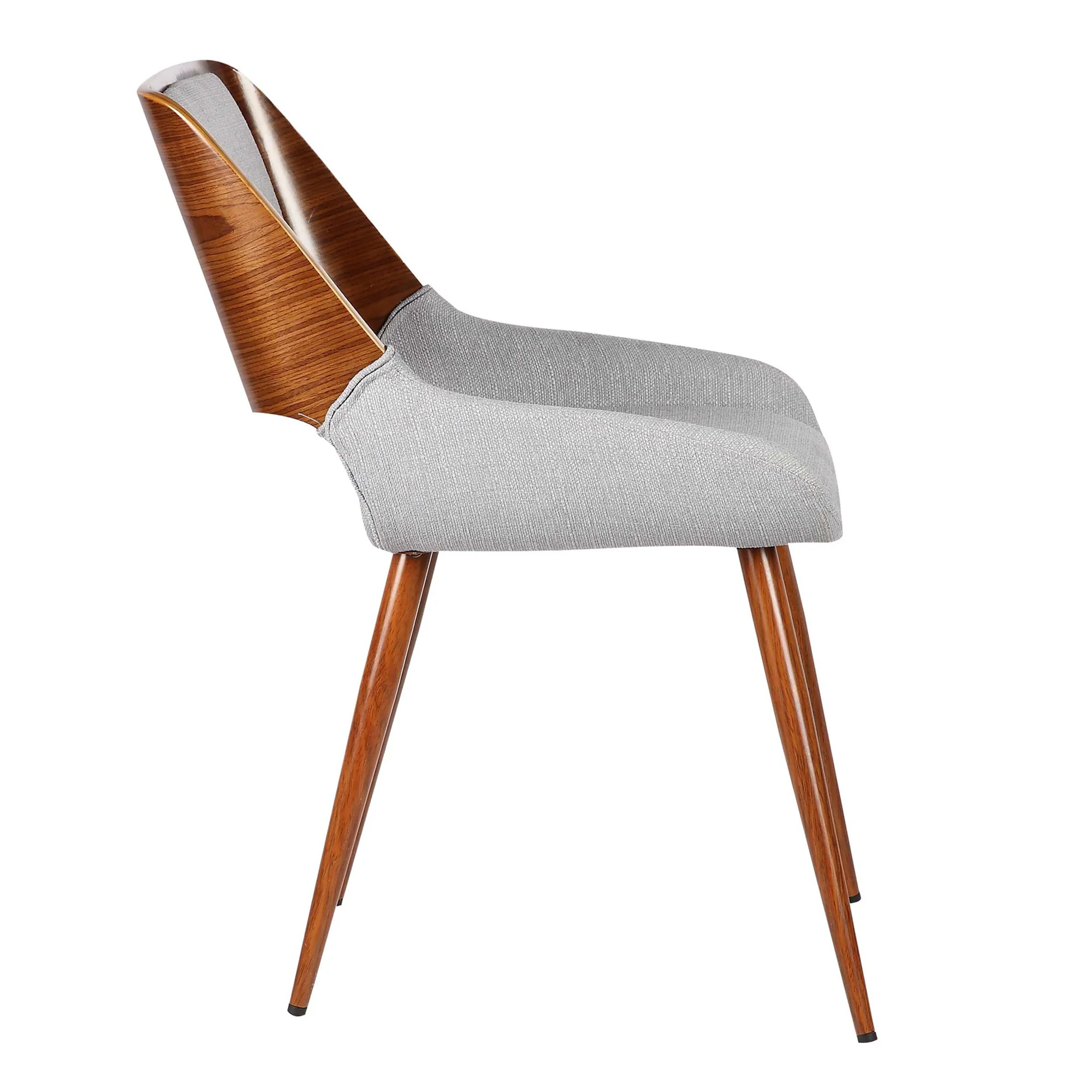 Fabric Mid Century Dining Chair with Split Padded Back, Gray and Brown By Benzara - Image 2