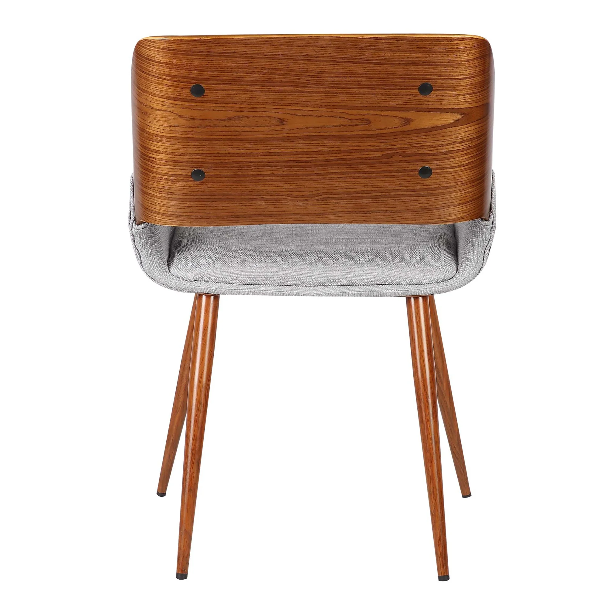 Fabric Mid Century Dining Chair with Split Padded Back, Gray and Brown By Benzara - Image 3