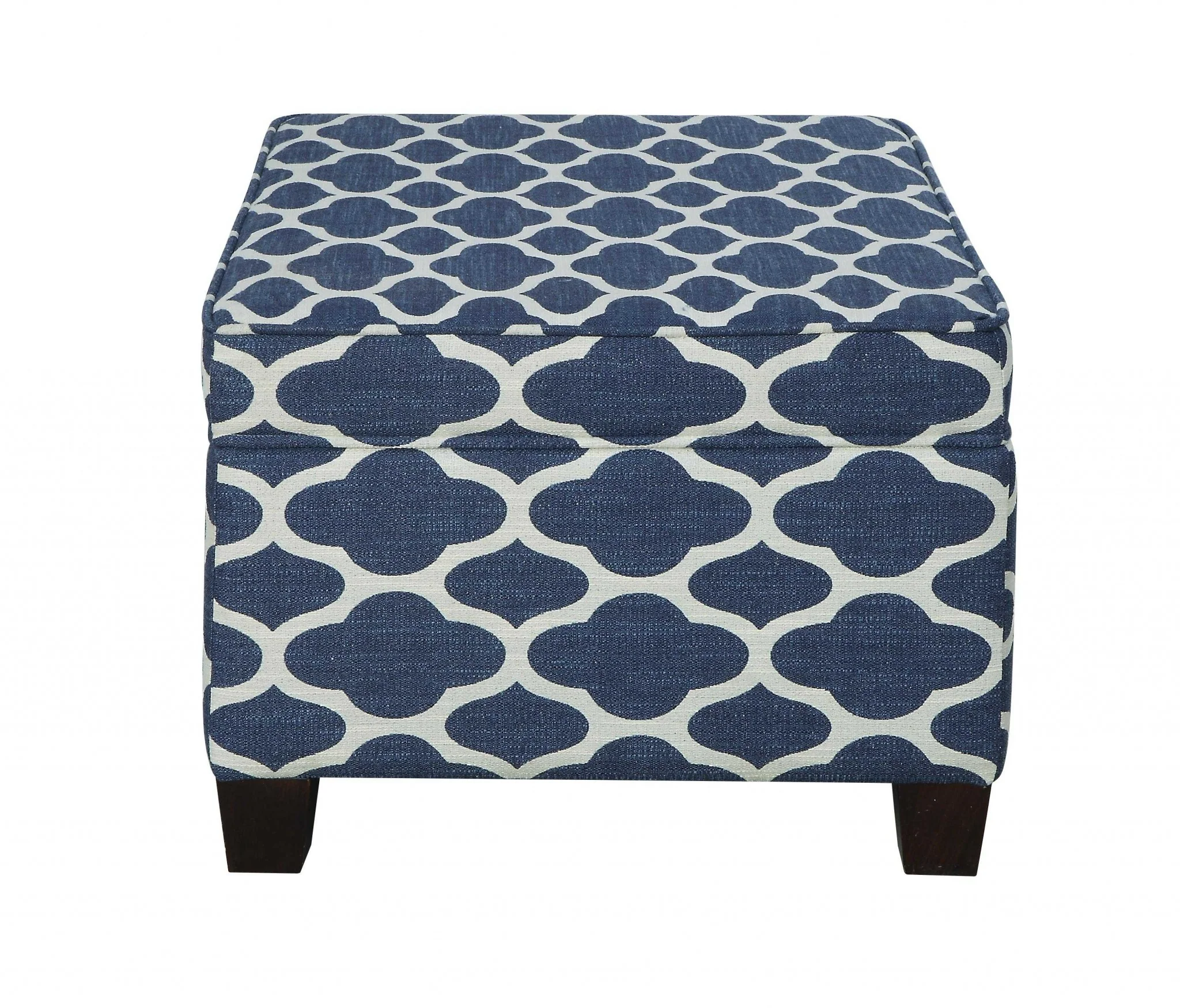 Fabric Pattern Upholstery Wood Leg Bench wStorage By Homeroots - Image 3