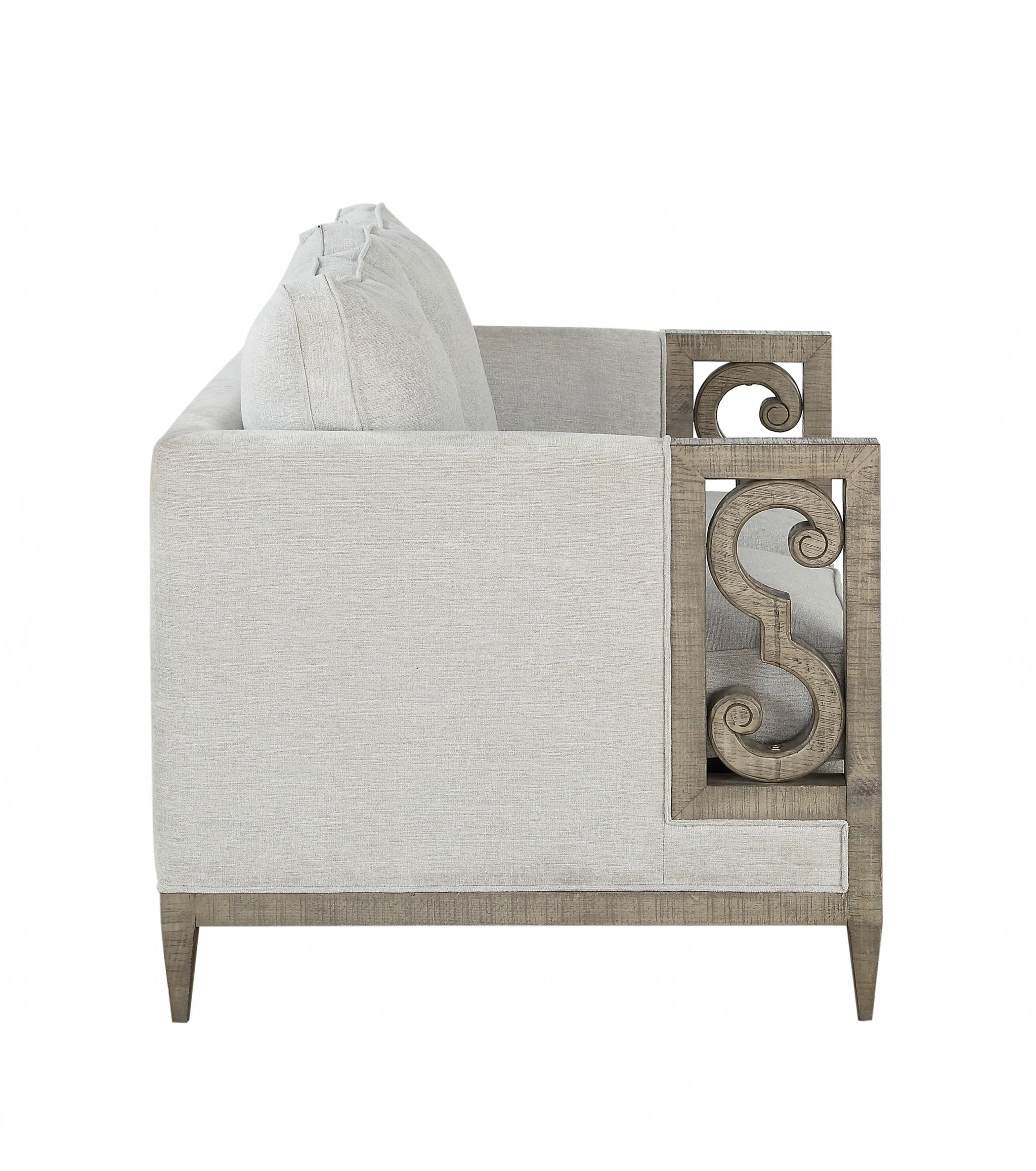 Fabric Salvaged Natural Upholstery Wood Leg Loveseat By Homeroots - Image 2
