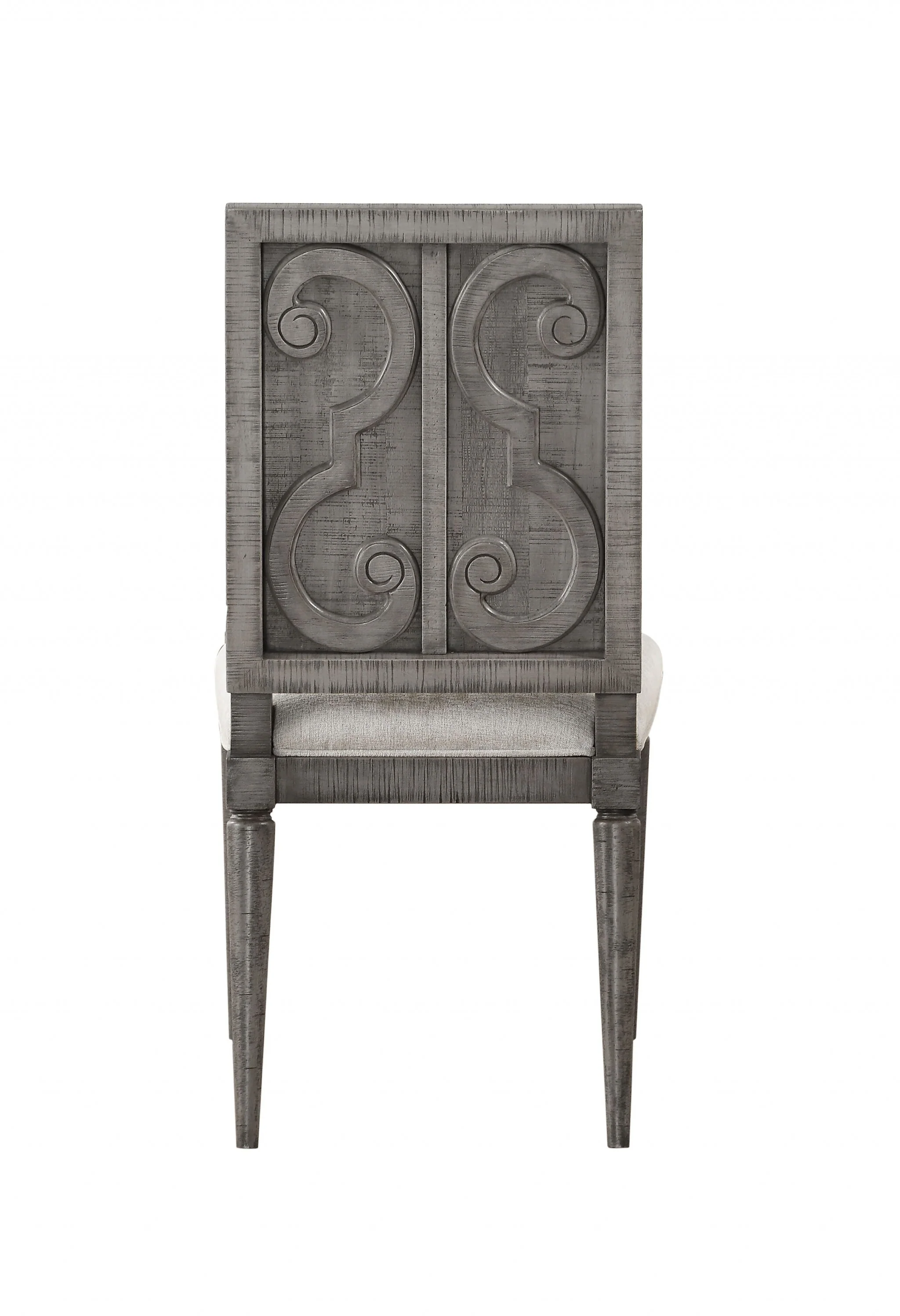 Fabric Salvaged Natural Wood Upholstered Seat Side Chair Set By Homeroots - Image 3